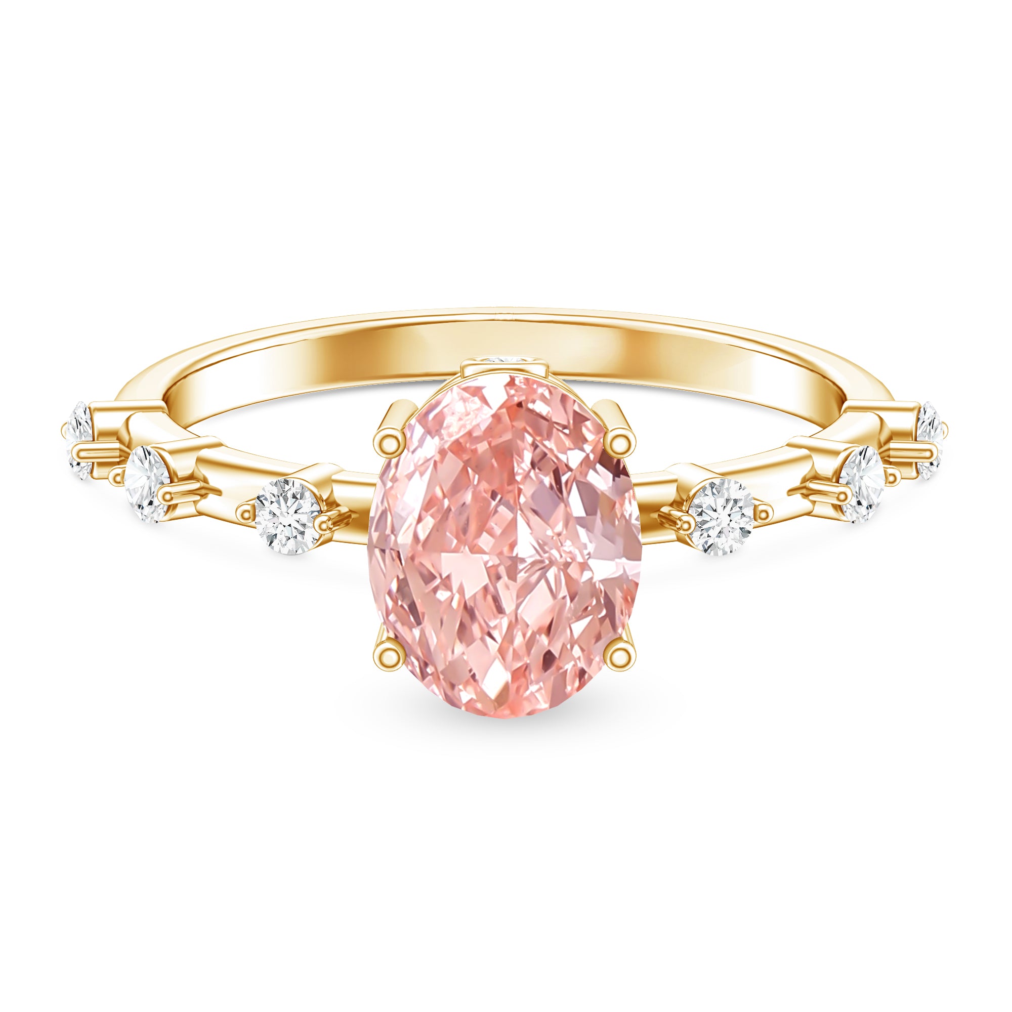 Rosec Jewels-Lab Grown 2 Carat Oval Shaped Pink Diamond Solitaire Engagement Ring IGI Certified