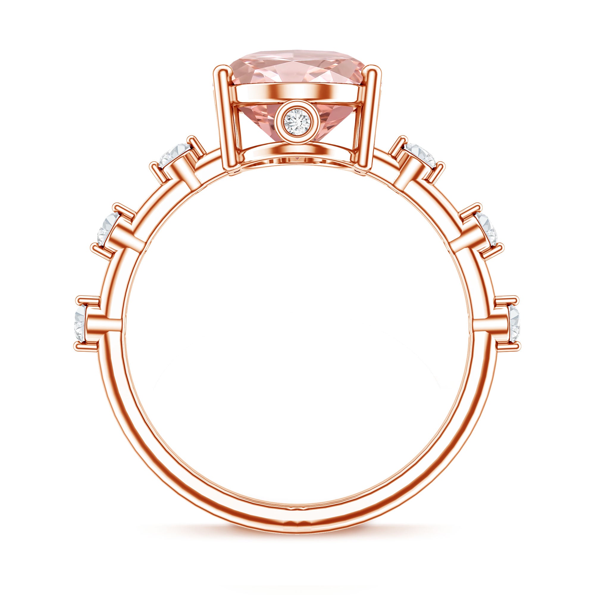 Rosec Jewels-IGI Certified 3 Carat Lab Grown Pink Diamond Oval Engagement Ring with Spaced Accent