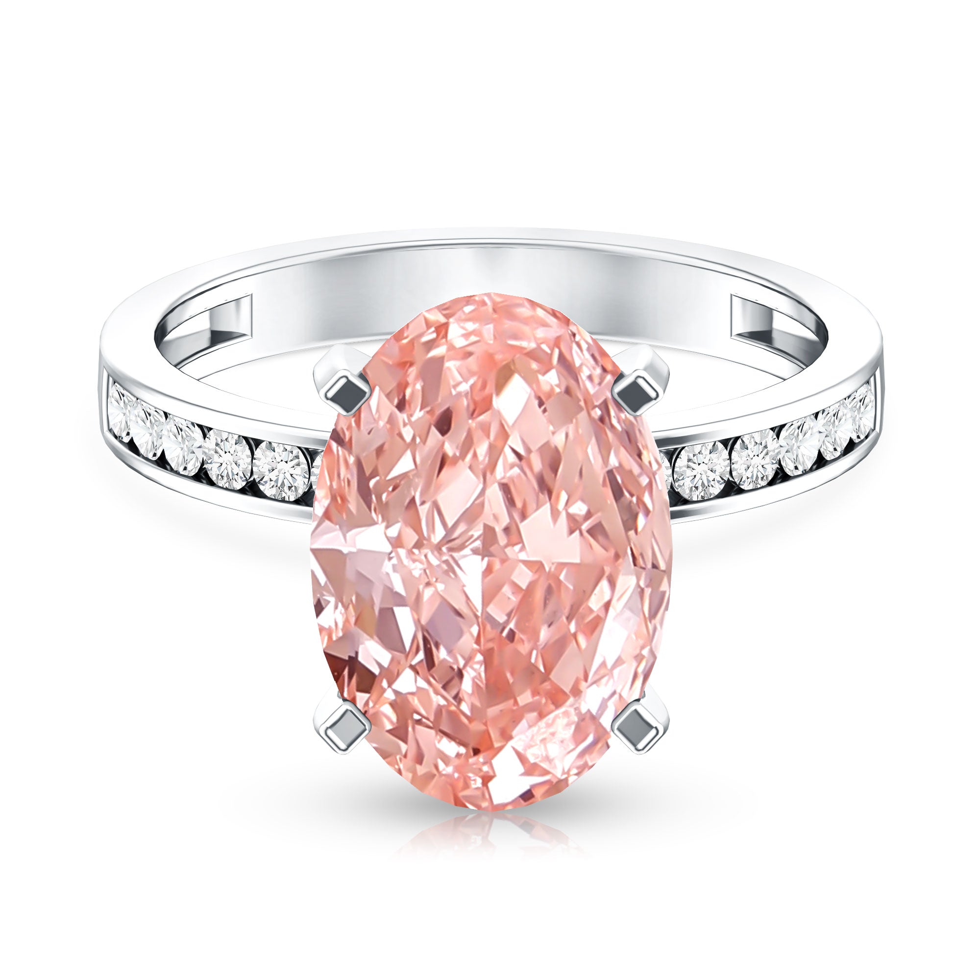 Rosec Jewels-IGI Certified Solitaire Lab Grown Pink Diamond Oval Engagement Ring 4 Carat