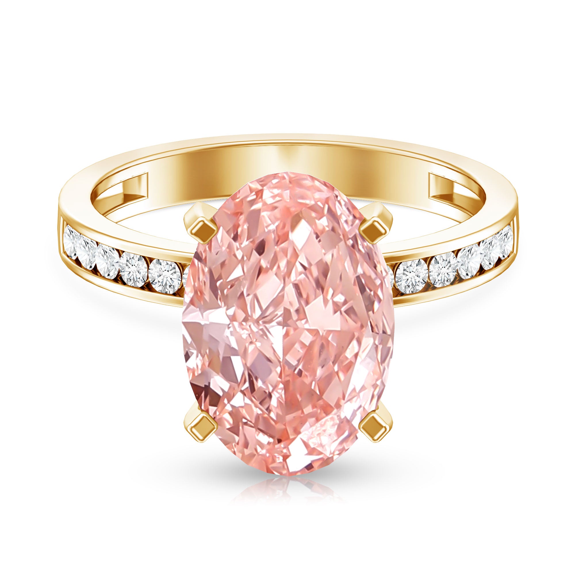 Rosec Jewels-IGI Certified Solitaire Lab Grown Pink Diamond Oval Engagement Ring 4 Carat