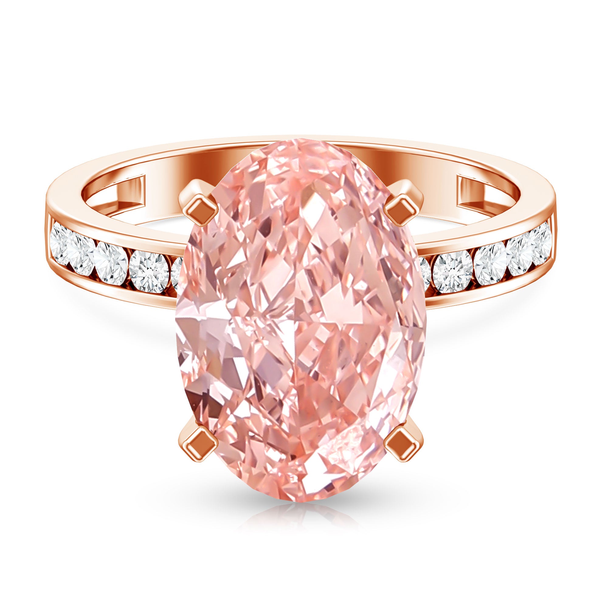 Rosec Jewels-5 Carat Oval Lab Grown Pink Diamond Statement Ring with IGI Certificate