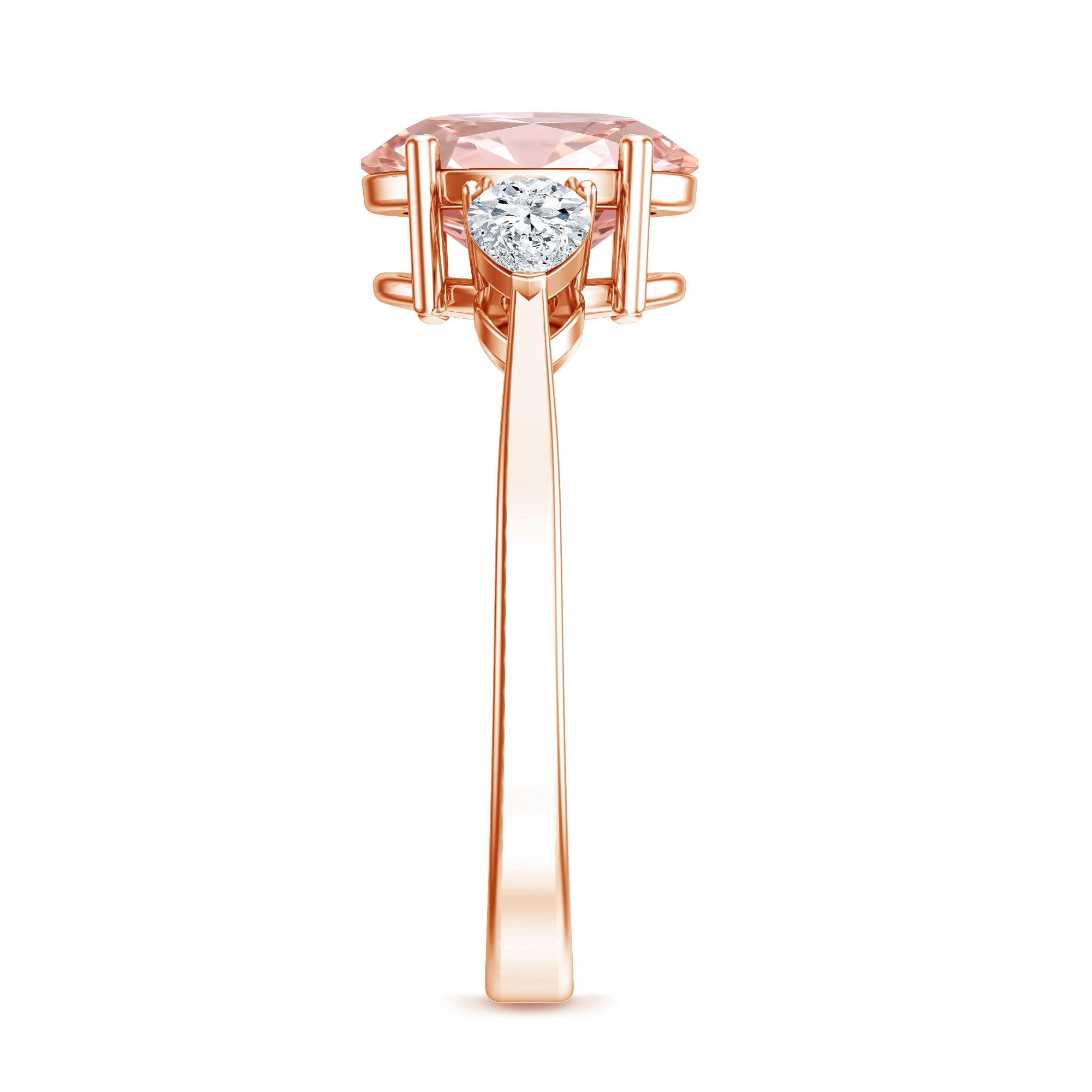 Rosec Jewels-IGI Certified Oval Cut Lab Grown Pink Diamond Three Stone Engagement Ring 2 Carat