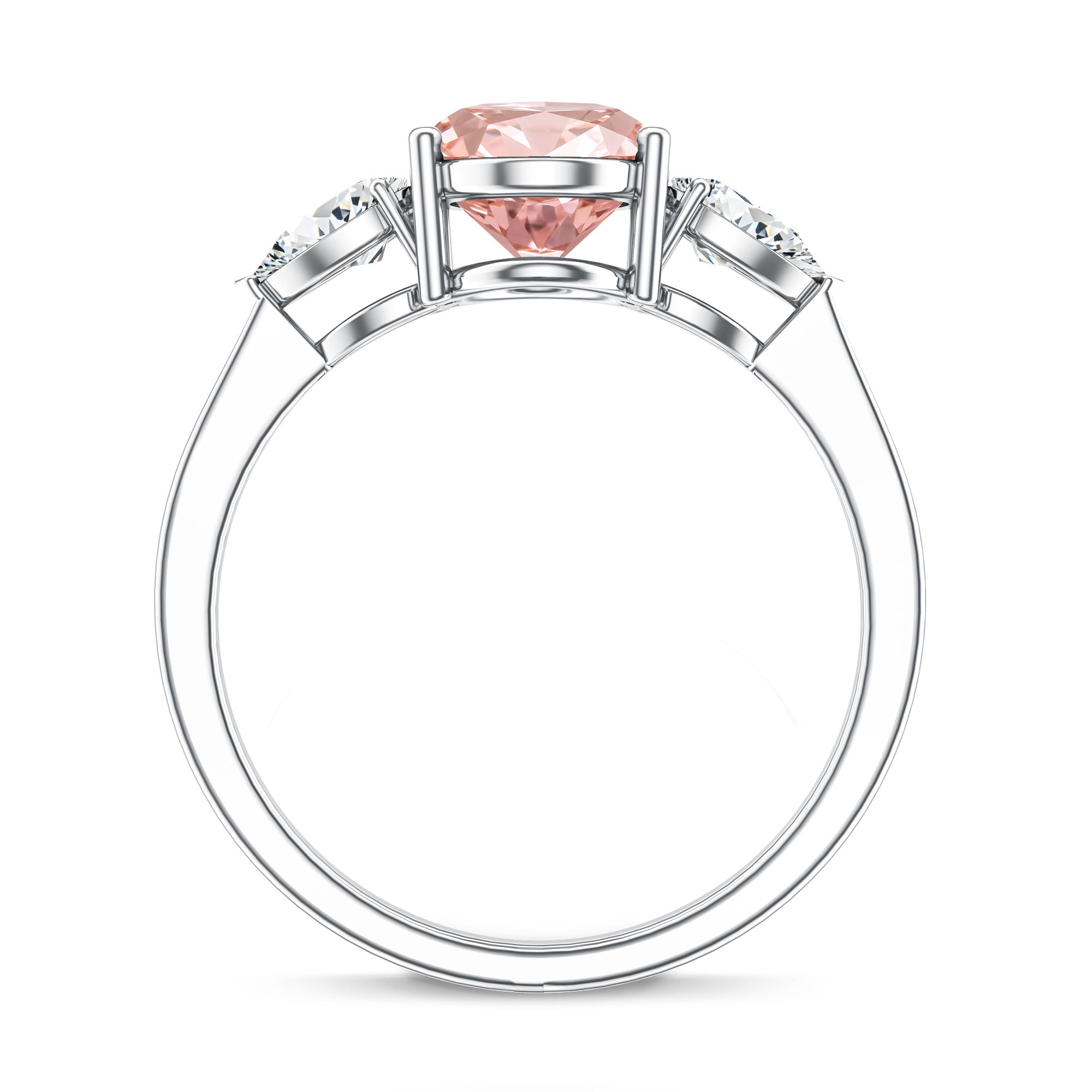Rosec Jewels-IGI Certified Oval Cut Lab Grown Pink Diamond Three Stone Engagement Ring 2 Carat