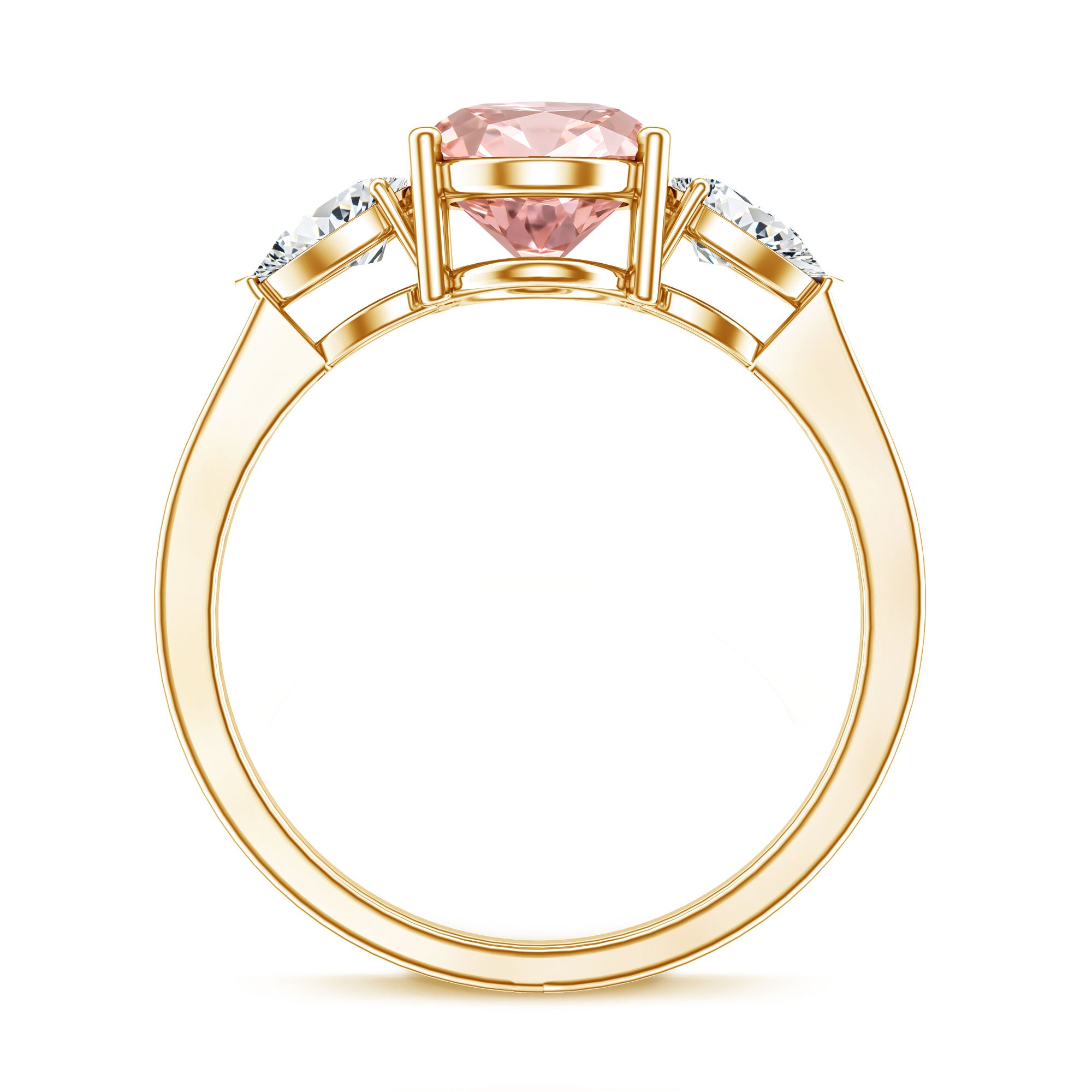 Rosec Jewels-IGI Certified Oval Cut Lab Grown Pink Diamond Three Stone Engagement Ring 2 Carat