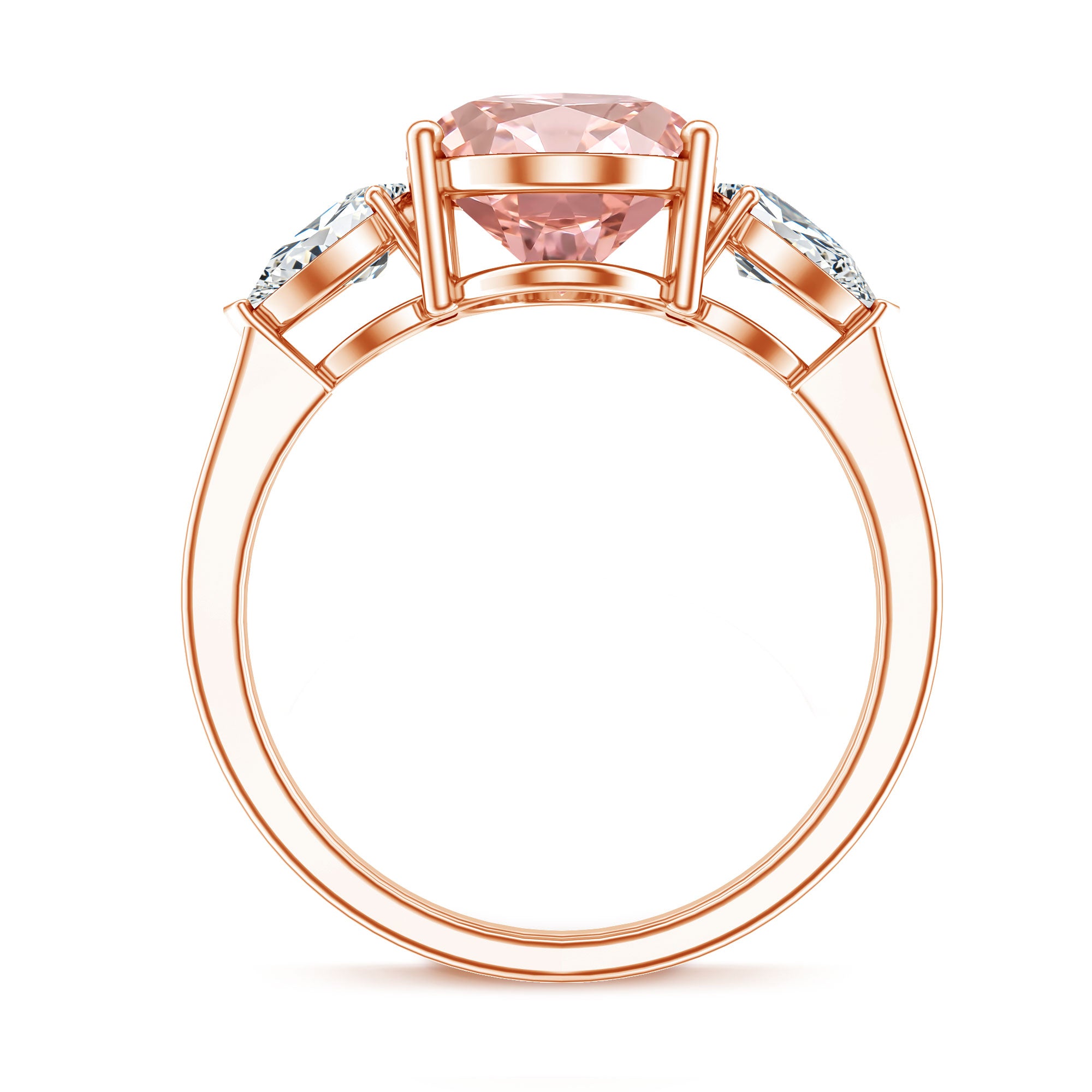 Rosec Jewels-IGI Certified 3 Carat Lab Grown Pink Diamond Triple Stone Engagement Ring for Women