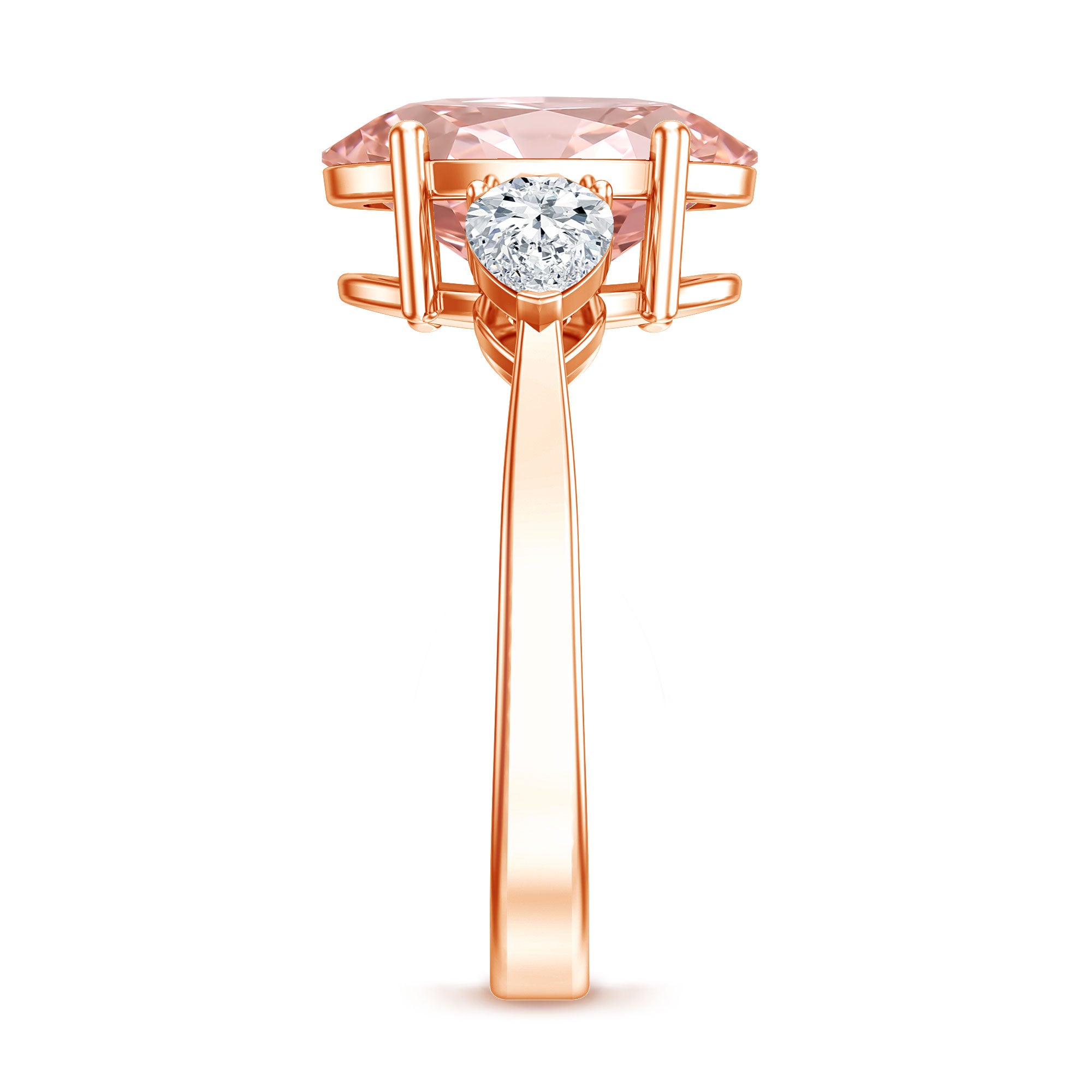 Rosec Jewels-IGI Certified 3 Carat Lab Grown Pink Diamond Triple Stone Engagement Ring for Women
