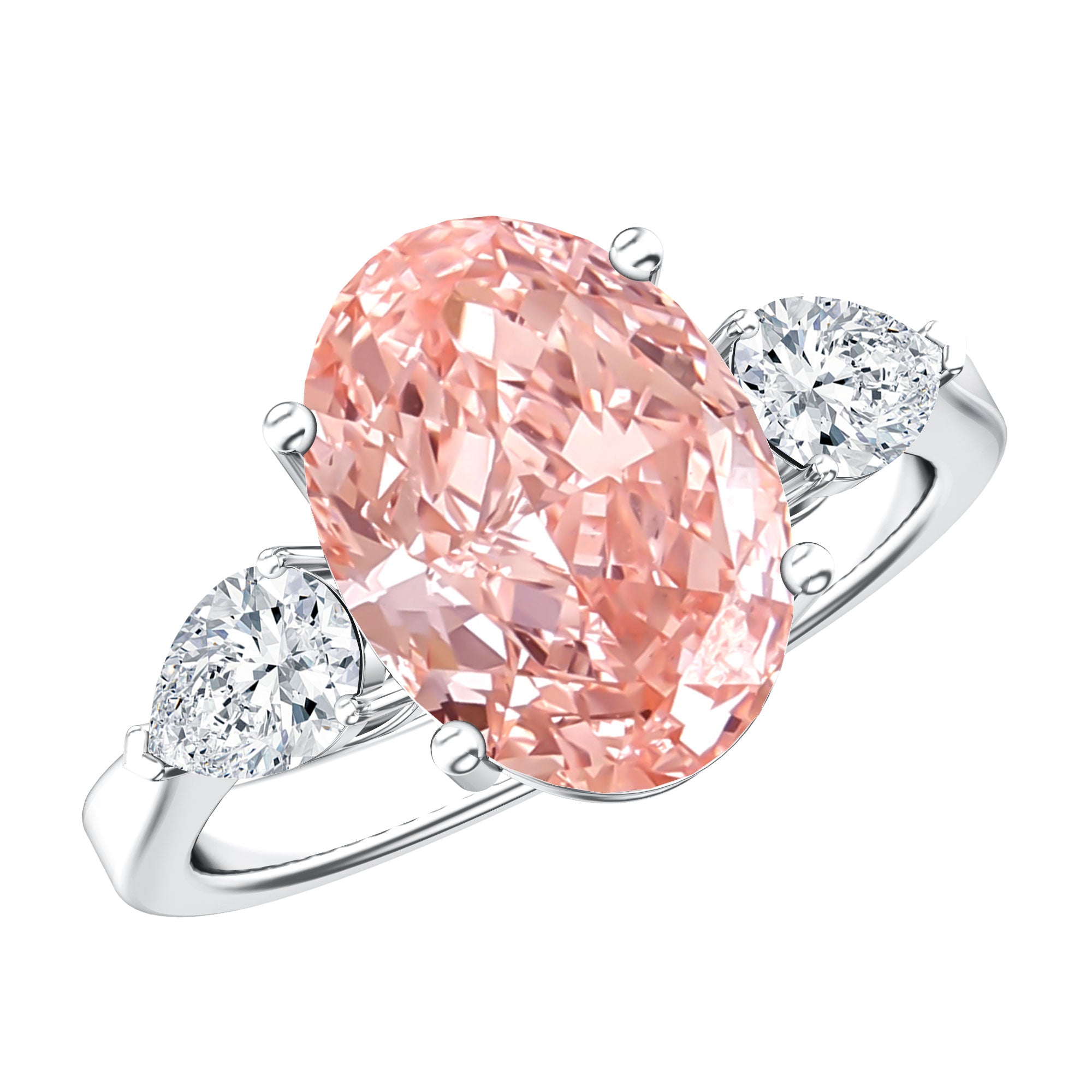 Rosec Jewels-IGI Certified 3 Carat Lab Grown Pink Diamond Triple Stone Engagement Ring for Women