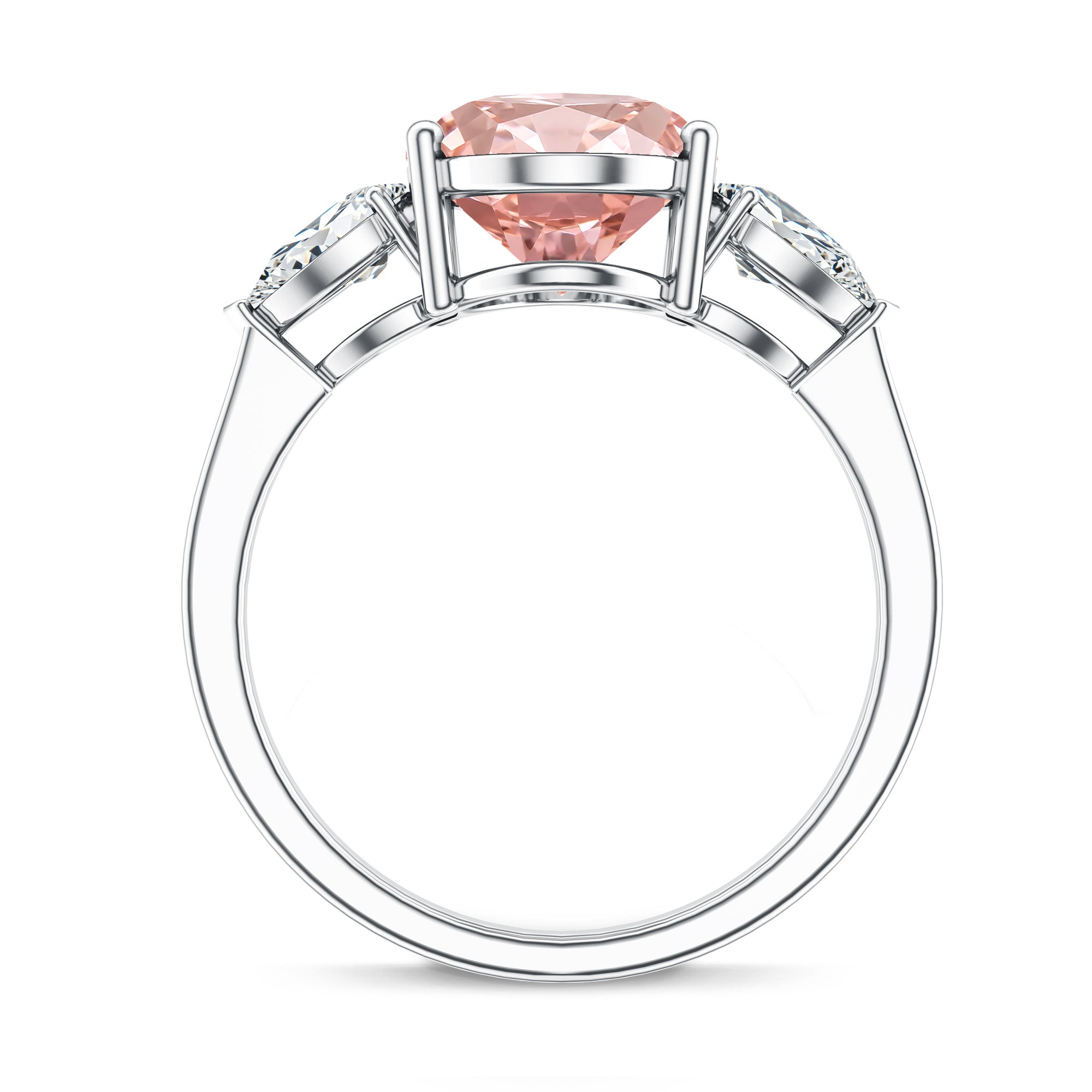 Rosec Jewels-IGI Certified 3 Carat Lab Grown Pink Diamond Triple Stone Engagement Ring for Women