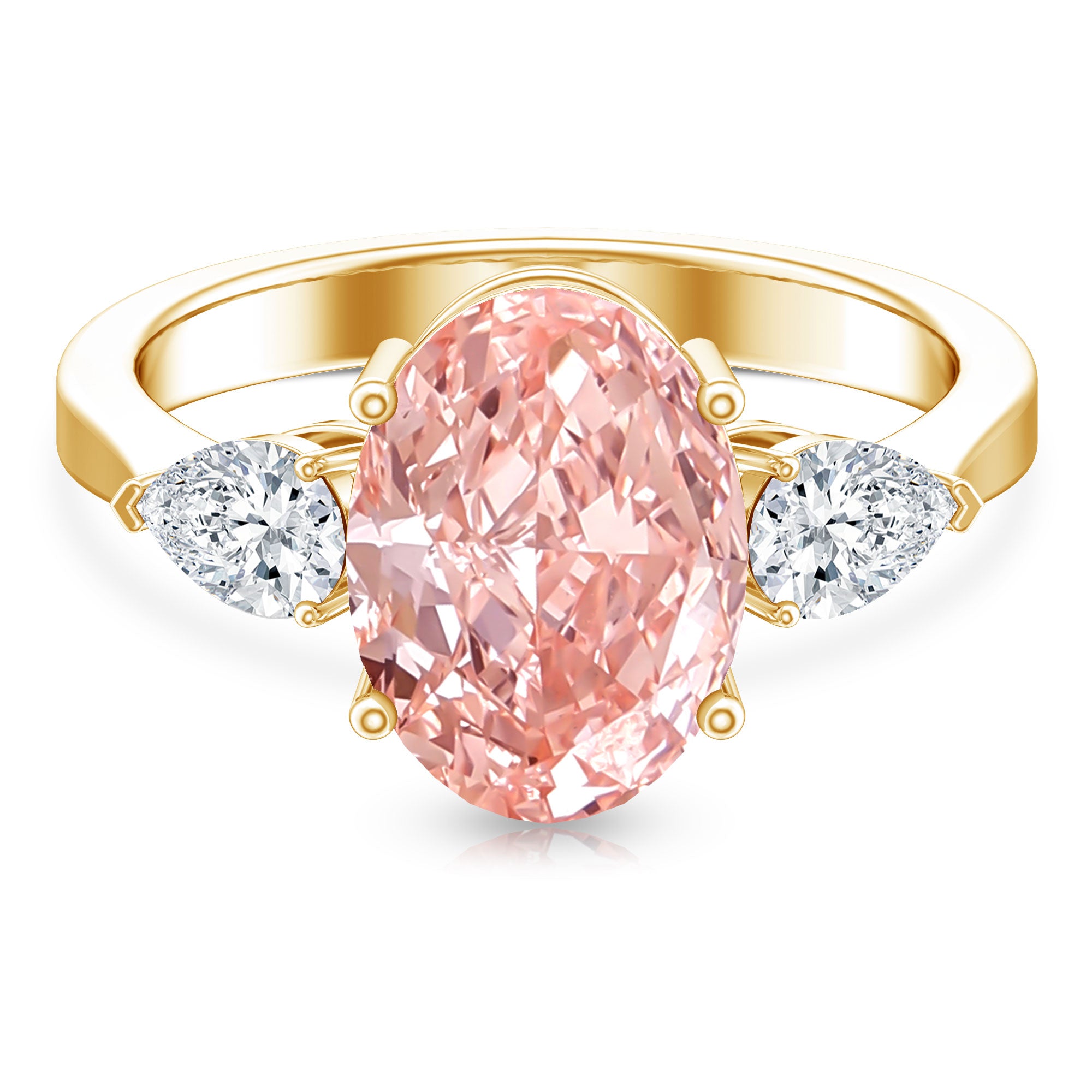 Rosec Jewels-IGI Certified 3 Carat Lab Grown Pink Diamond Triple Stone Engagement Ring for Women