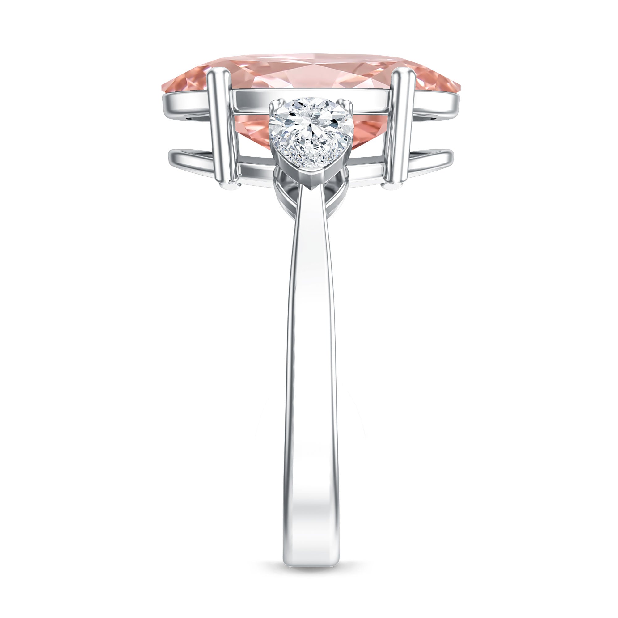Rosec Jewels-4 Carat Lab Grown Oval Pink Diamond 3 Stone Engagement Ring with IGI Certificate