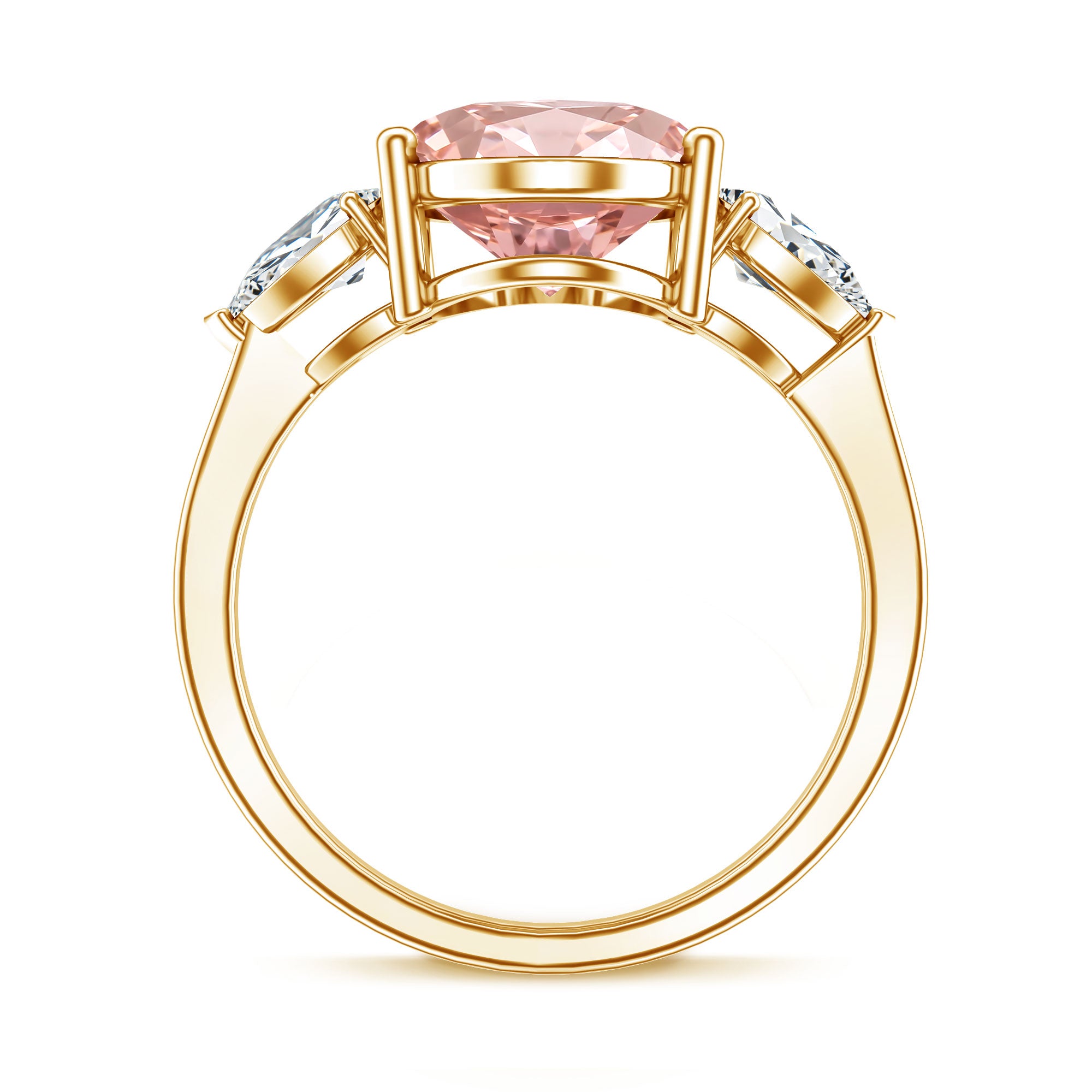 Rosec Jewels-4 Carat Lab Grown Oval Pink Diamond 3 Stone Engagement Ring with IGI Certificate