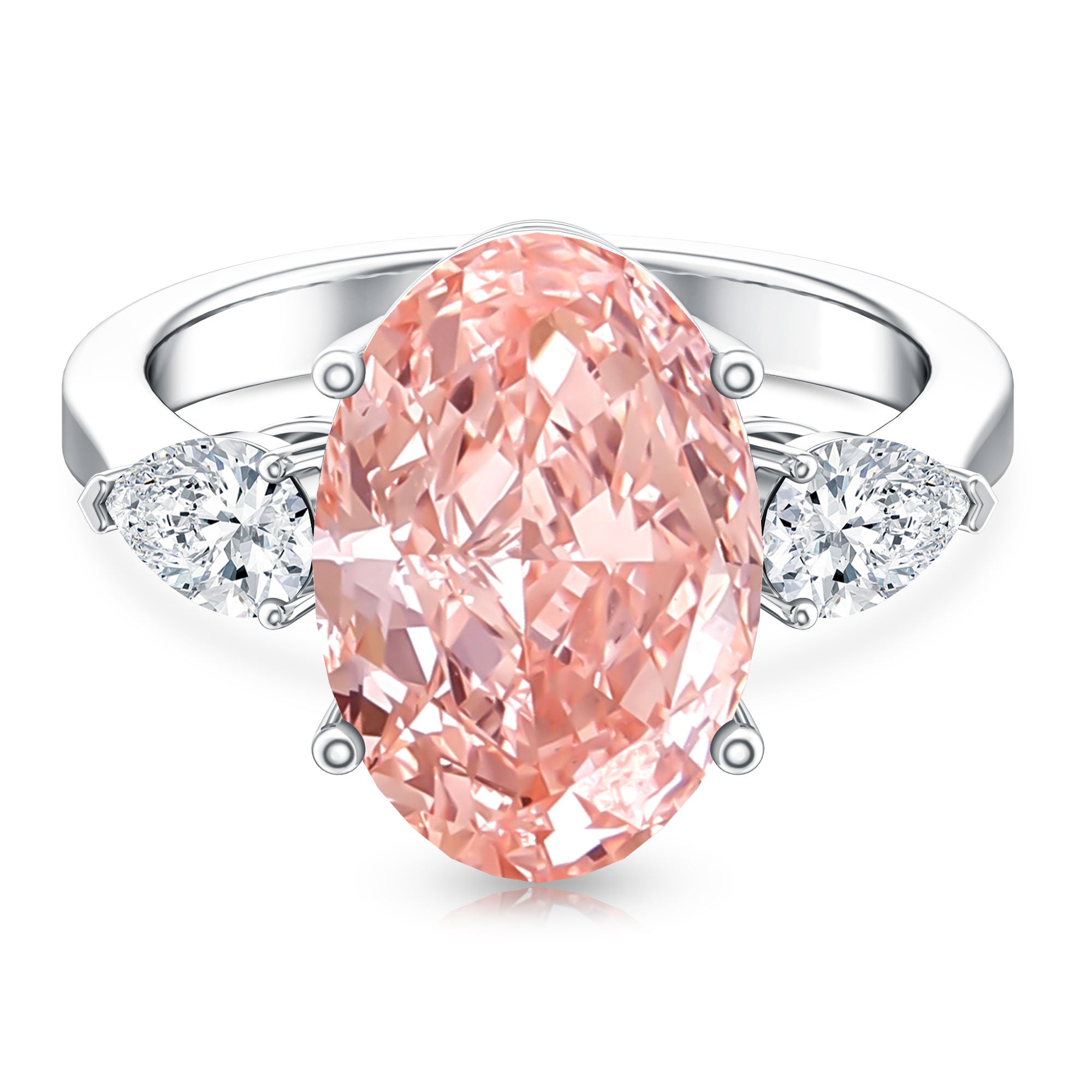 Rosec Jewels-5 Carat Lab Created Oval Pink Diamond Statement Engagement Ring with IGI Certificate