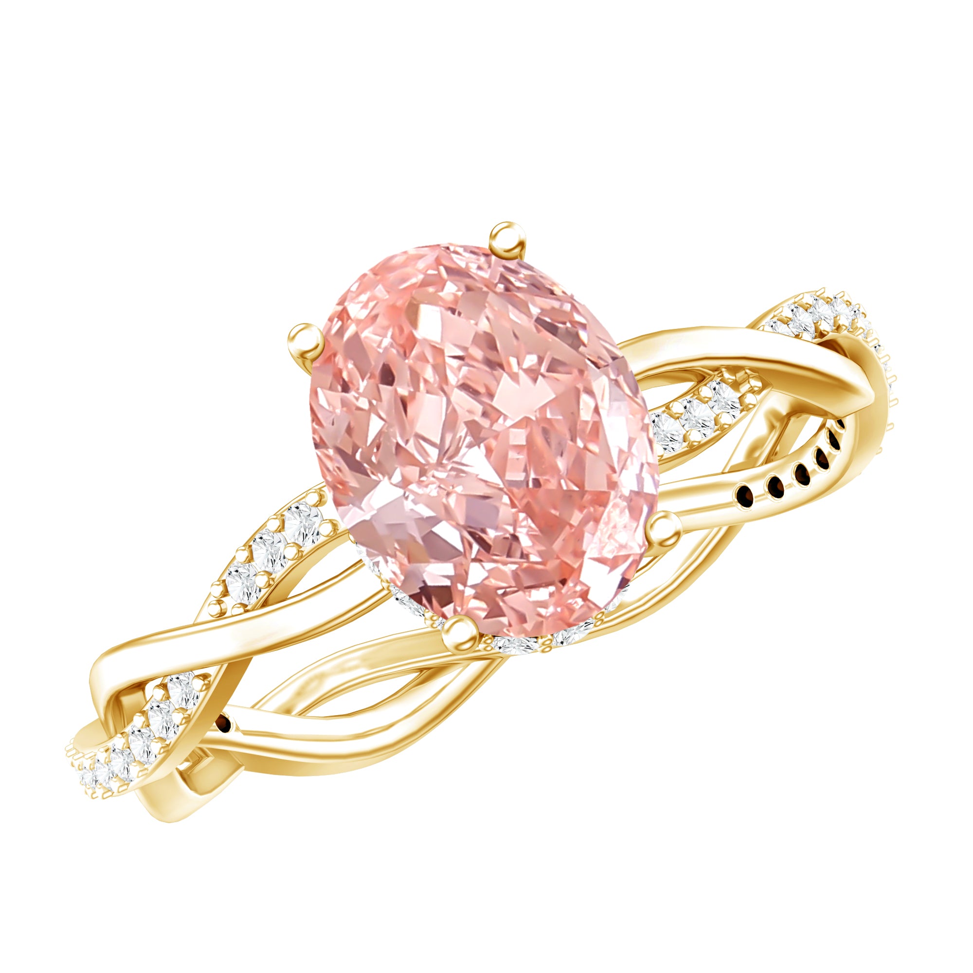 Rosec Jewels-2 Carat Lab Grown Oval Pink Diamond Braided Engagement Ring with IGI Certificate