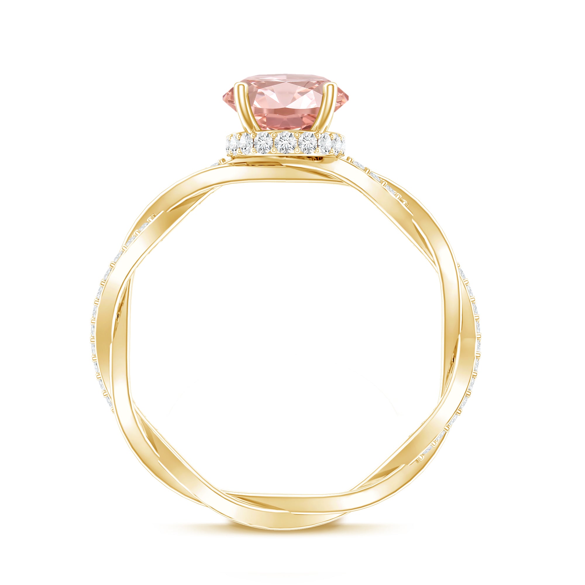 Rosec Jewels-2 Carat Lab Grown Oval Pink Diamond Braided Engagement Ring with IGI Certificate