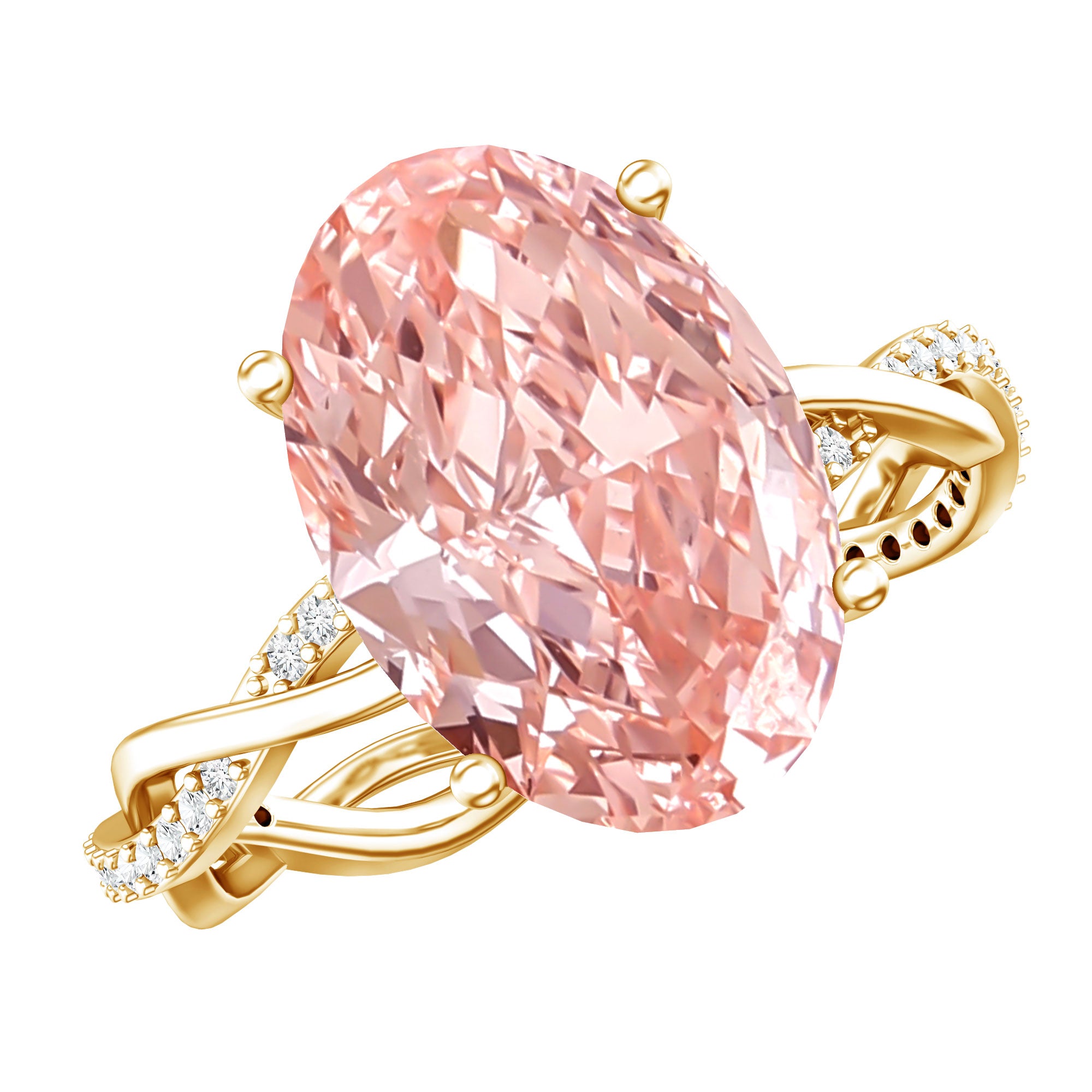 Rosec Jewels-4 Carat IGI Certified Lab Grown Pink Diamond Oval Engagement Ring with Braided Band