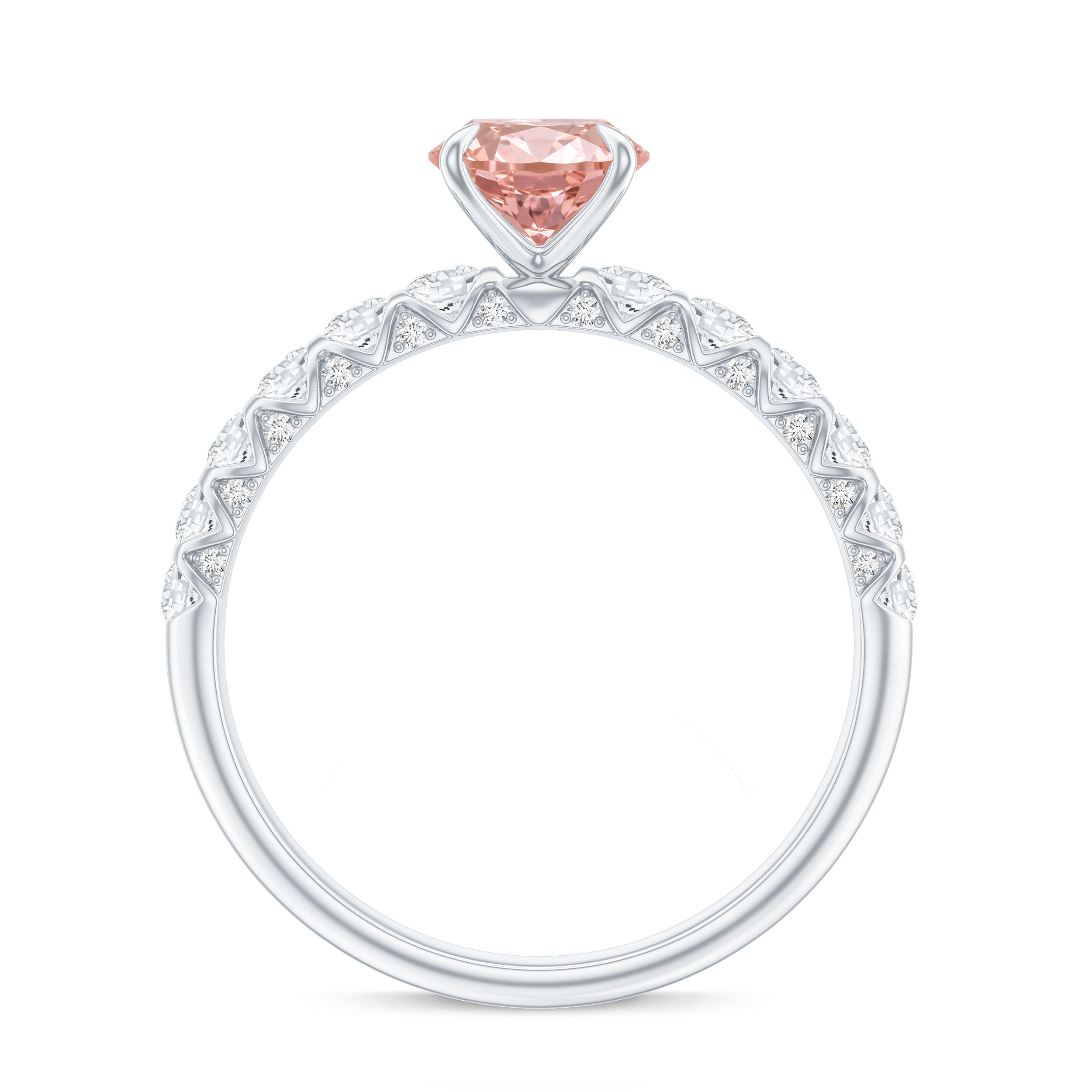 Rosec Jewels-IGI Certified 1 Ct Lab Grown Pink and White Diamond Engagement Ring with Side Stones