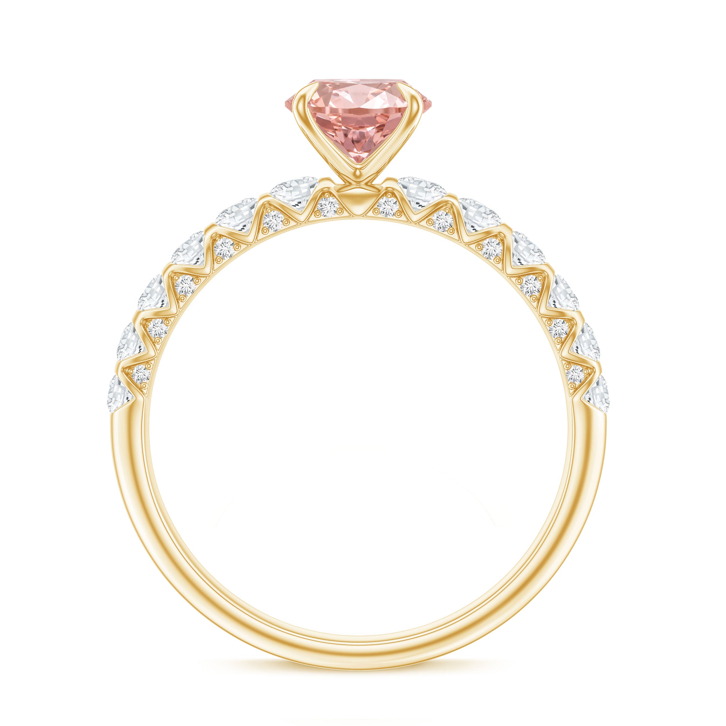 Rosec Jewels-IGI Certified 1 Ct Lab Grown Pink and White Diamond Engagement Ring with Side Stones