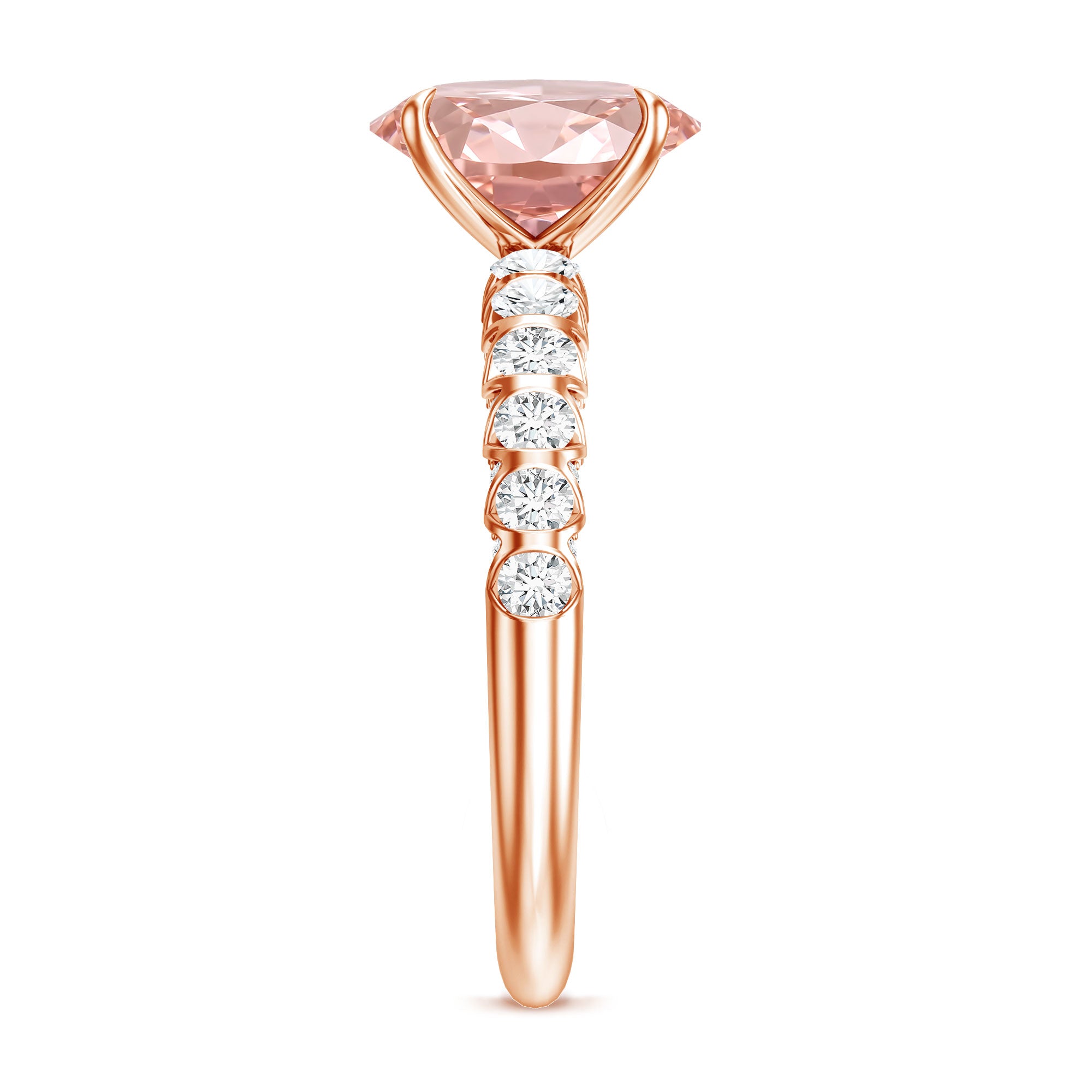 Rosec Jewels-2 Carat Oval Lab Created Pink and White Diamond Engagement Ring with IGI Certificate