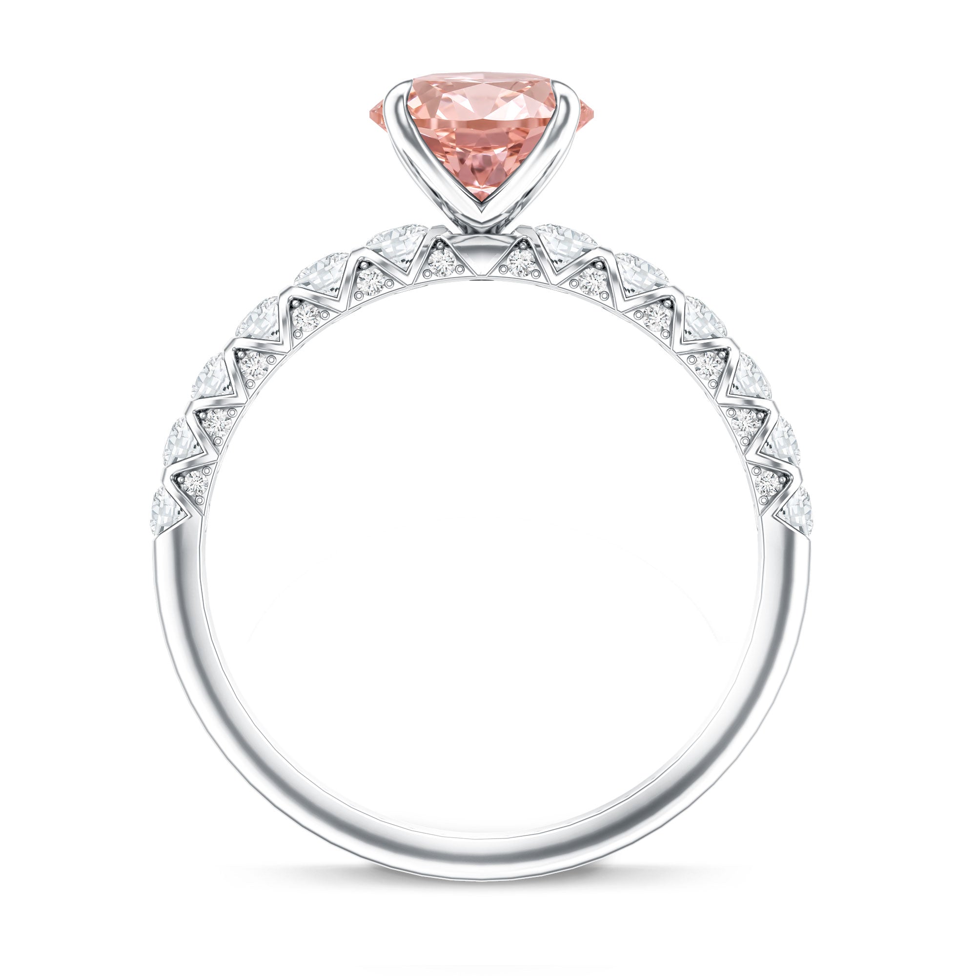 Rosec Jewels-2 Carat Oval Lab Created Pink and White Diamond Engagement Ring with IGI Certificate