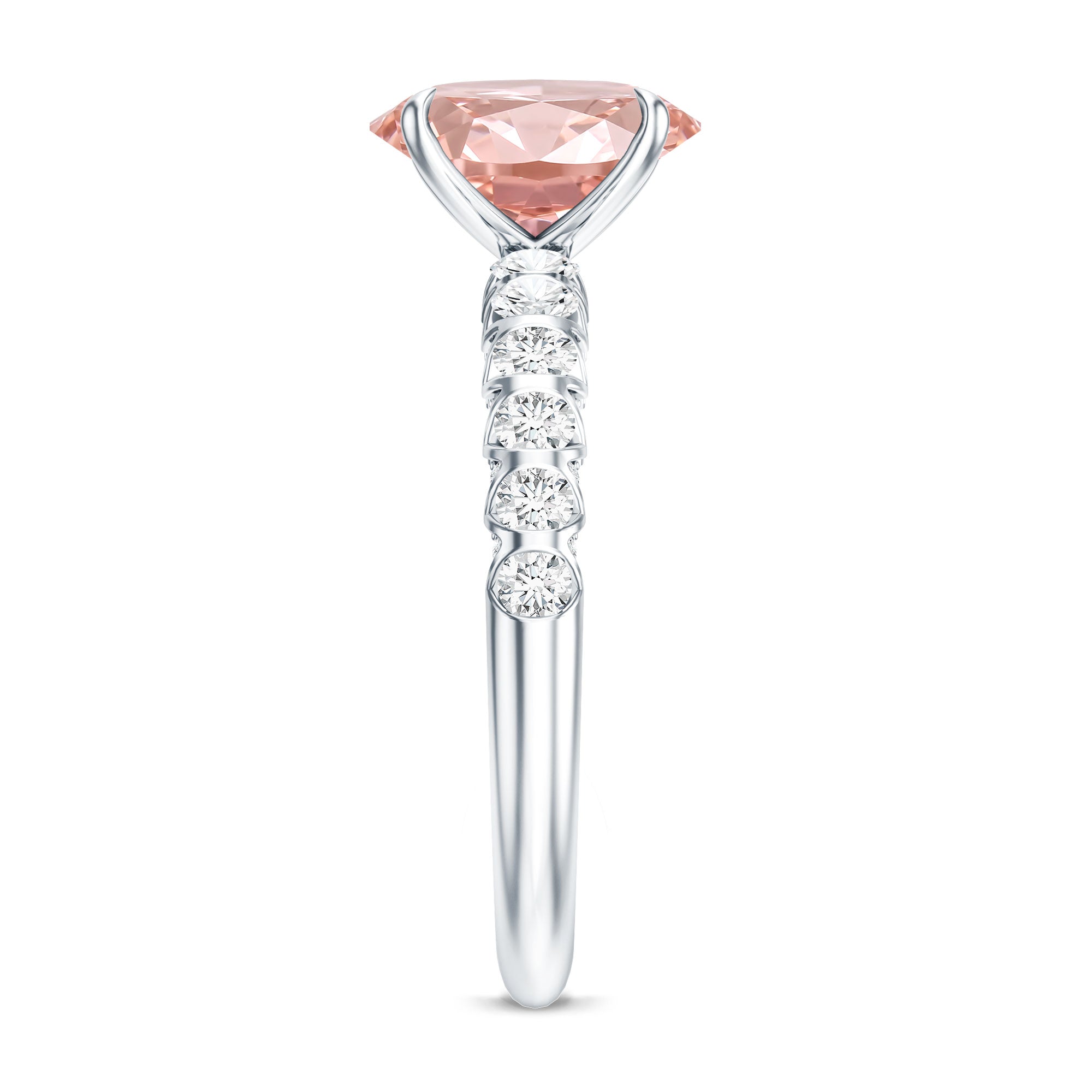 Rosec Jewels-2 Carat Oval Lab Created Pink and White Diamond Engagement Ring with IGI Certificate