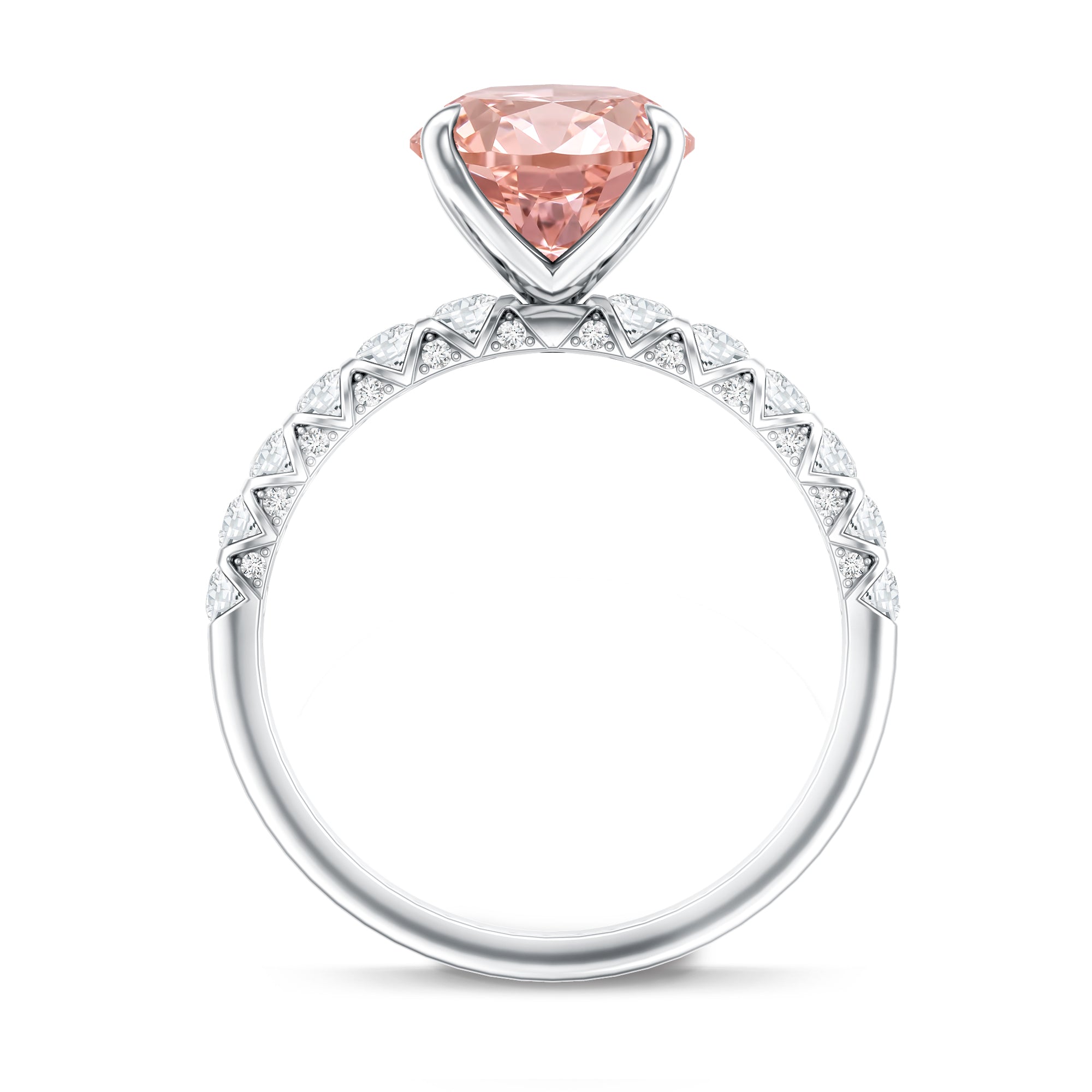 Rosec Jewels-IGI Certified 3 Carat Lab Grown Oval Pink Diamond Engagement Ring with Side Stones