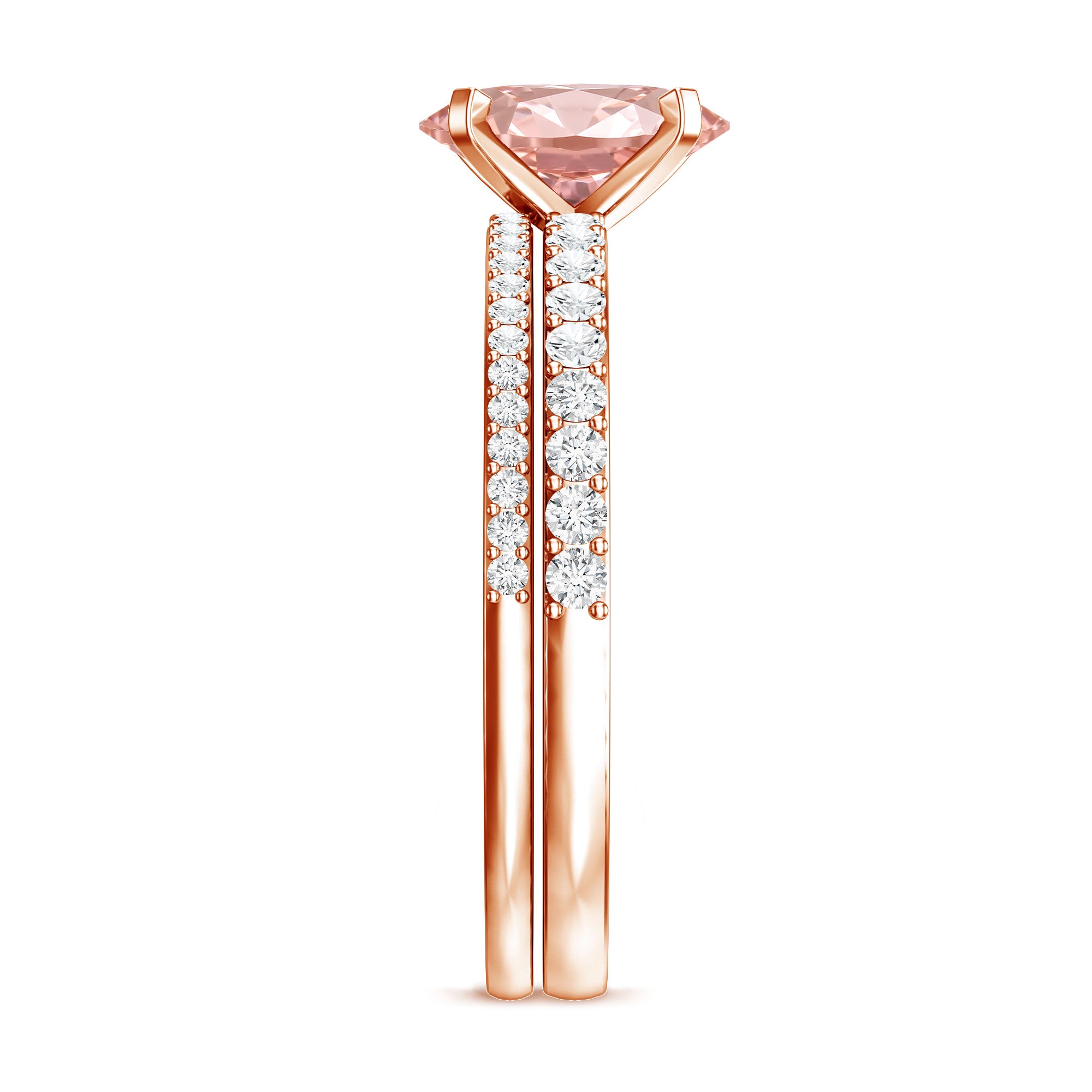 Rosec Jewels-IGI Certified 1 Carat Lab Grown Pink Diamond Oval Wedding Ring Set
