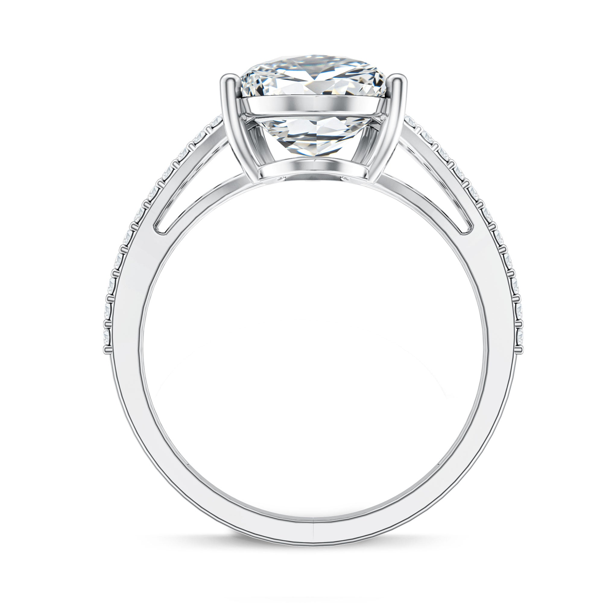 Rosec Jewels-Pear Shaped Lab Grown 4 Carat Diamond Split Shank Engagement Ring IGI Certified