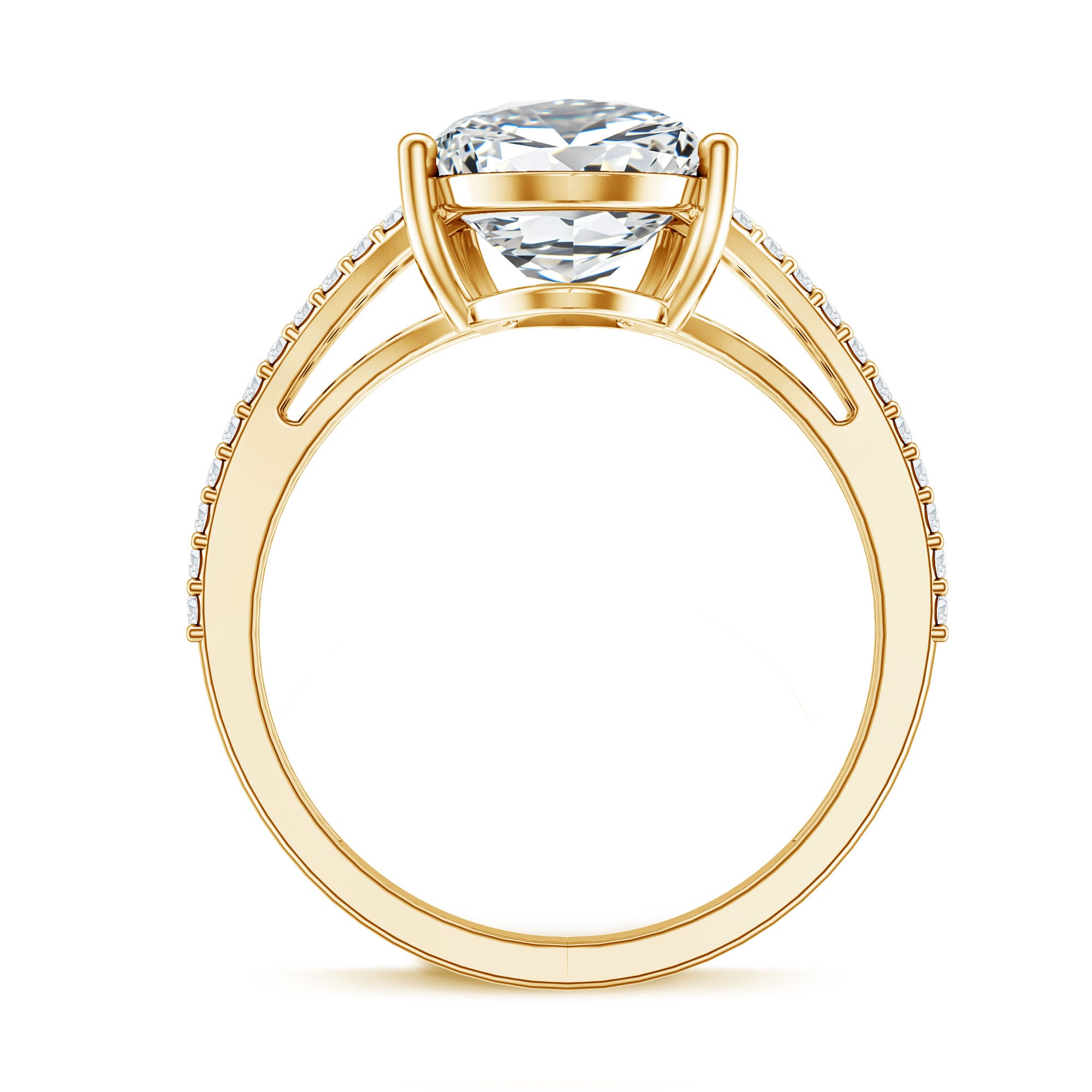 Rosec Jewels-Pear Shaped Lab Grown 4 Carat Diamond Split Shank Engagement Ring IGI Certified