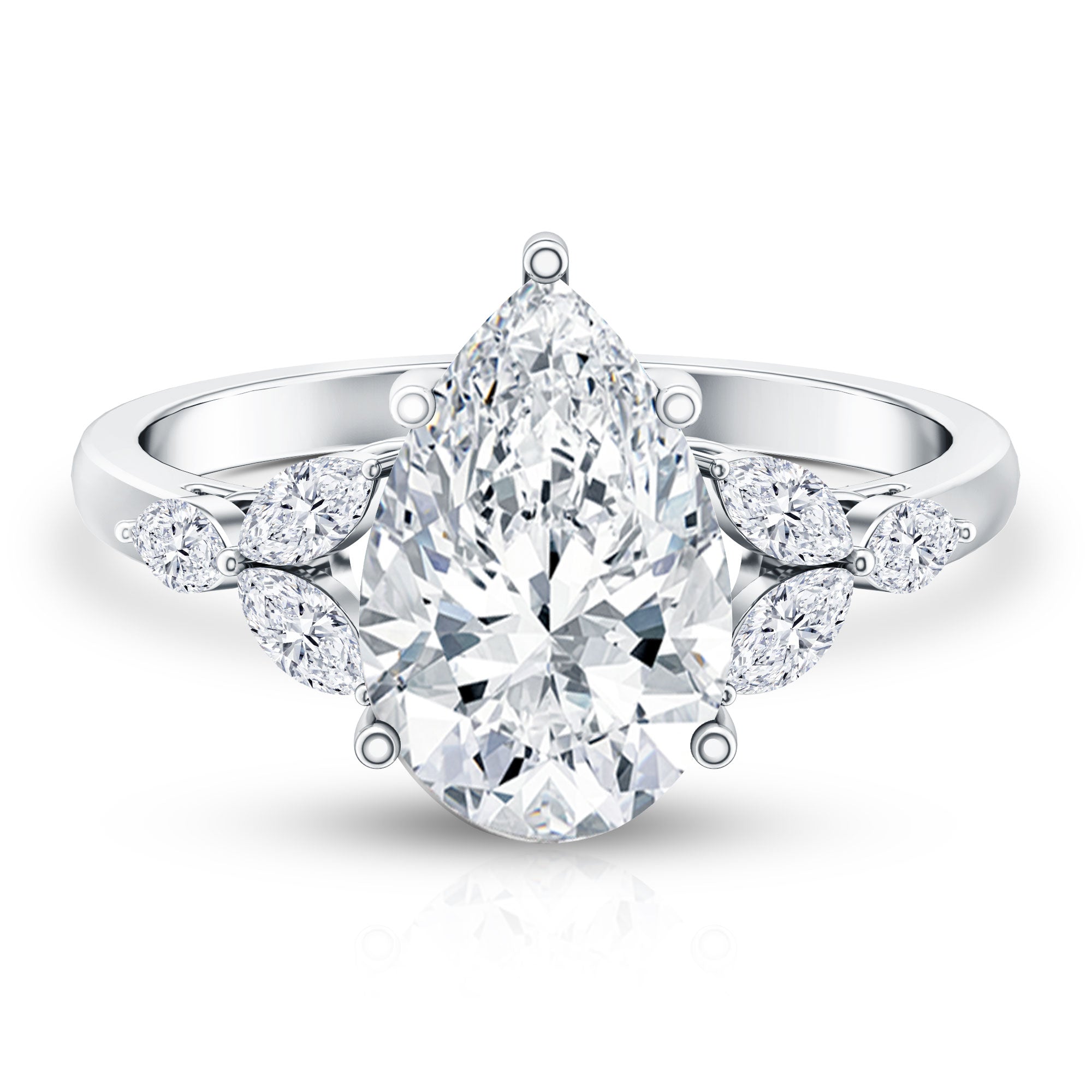 Rosec Jewels-3 Carat Lab Grown Pear Shaped Diamond Engagement Ring with IGI Certificate