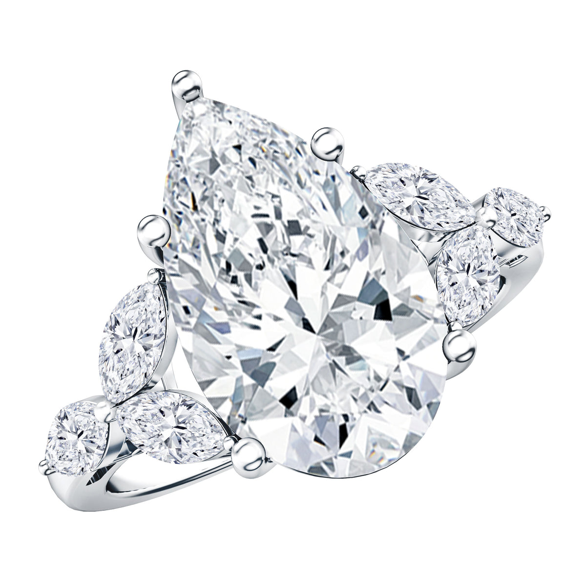 IGI Certified 5 Carat Pear Shaped Lab Grown Diamond Huge Cocktail Ring Lab - ( E-VS1 ) - Rosec Jewels
