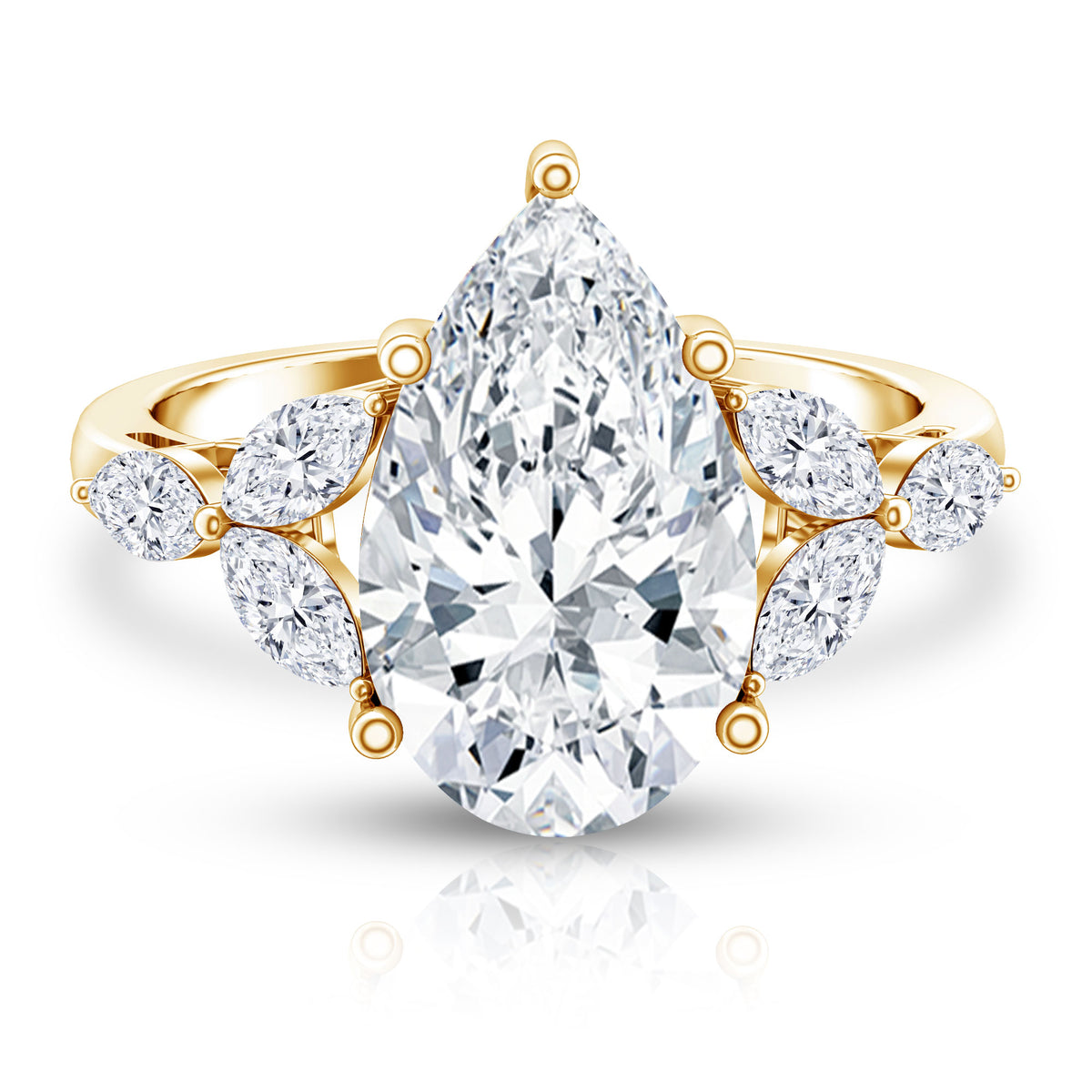 IGI Certified 5 Carat Pear Shaped Lab Grown Diamond Huge Cocktail Ring Lab - ( E-VS1 ) - Rosec Jewels