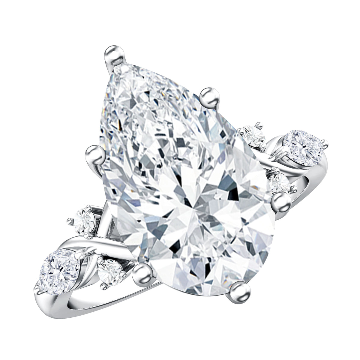 IGI Certified 5 Carat Pear Cut Lab Grown Diamond Big Statement Ring Lab - ( E-VS1 ) - Rosec Jewels