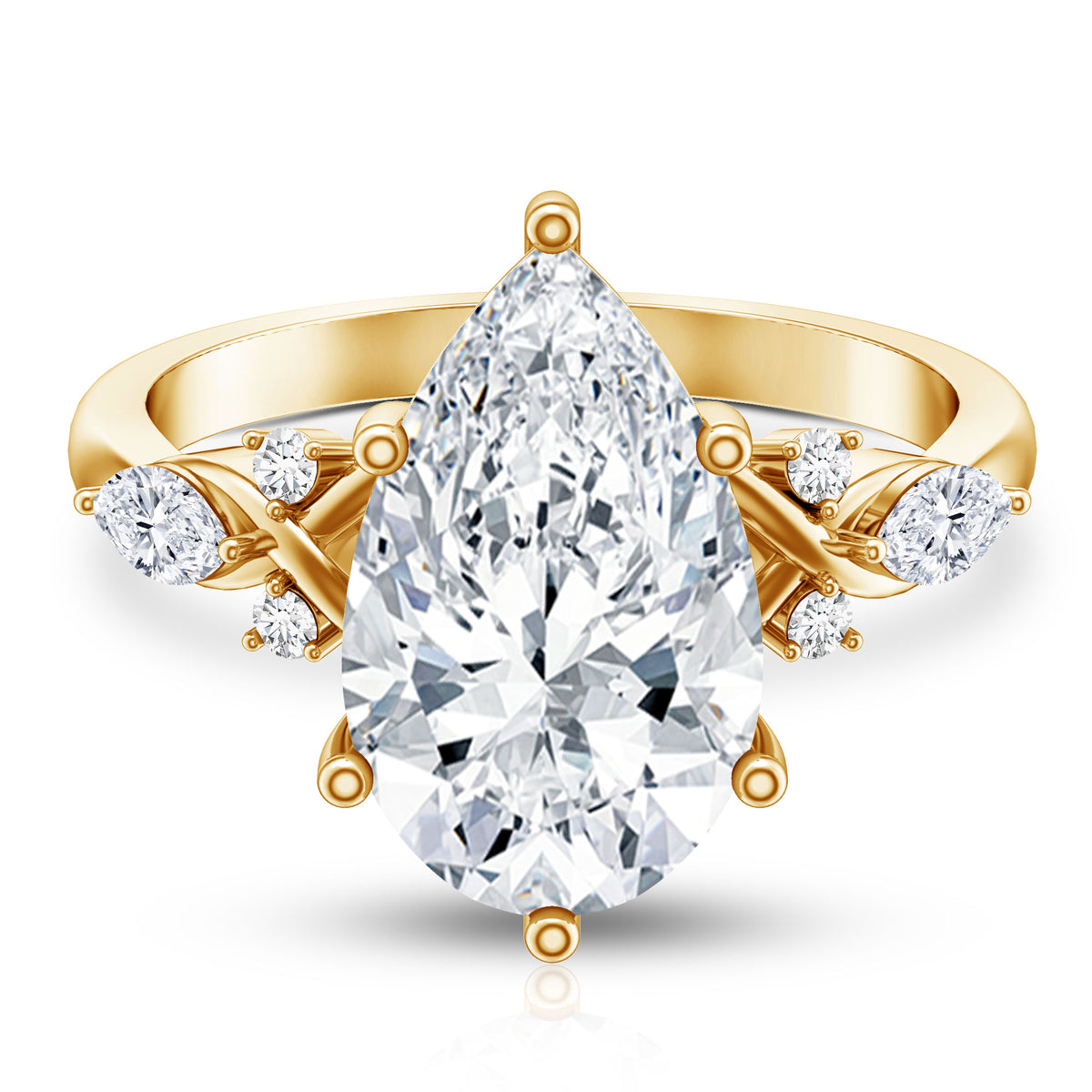 IGI Certified 5 Carat Pear Cut Lab Grown Diamond Big Statement Ring Lab - ( E-VS1 ) - Rosec Jewels