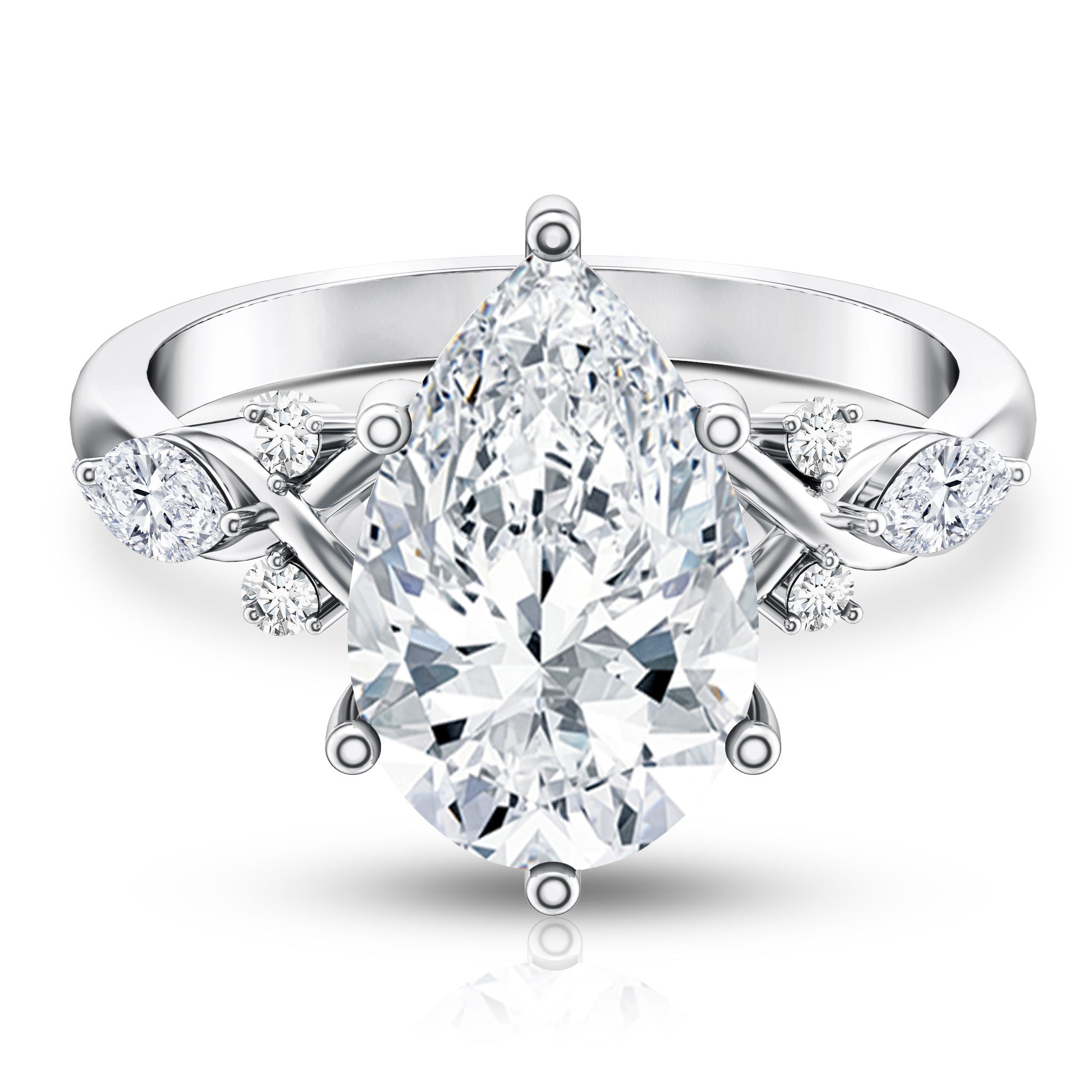 Rosec Jewels-4 Carat Pear Shape Lab Grown Diamond Statement Engagement Ring IGI Certified