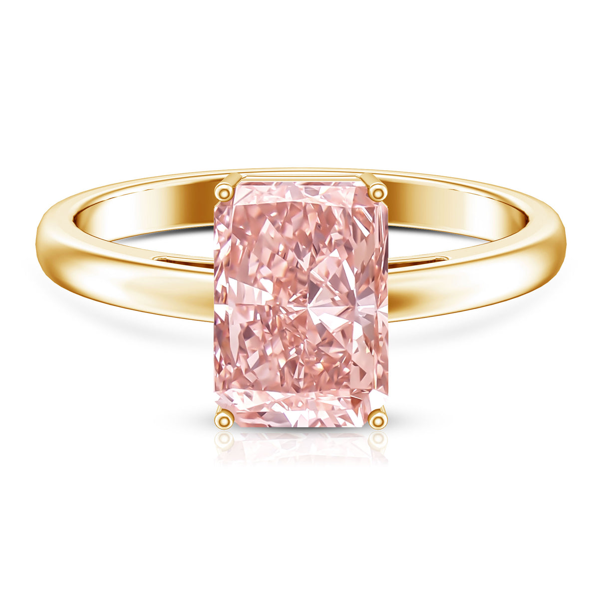 Solitaire 3 Carat Lab Grown Pink Diamond Radiant Cut Engagement Ring IGI Certified Fancy Pink - VS1 - Rosec Jewels