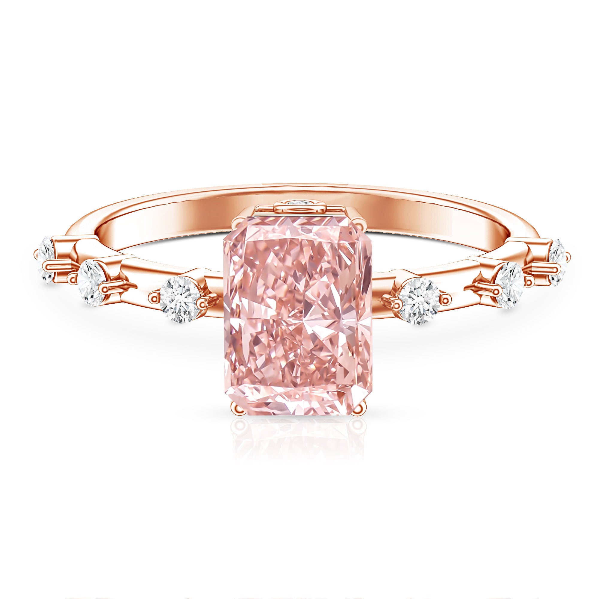 Rosec Jewels-Radiant Cut Lab Pink Diamond 2 Carat Engagement Ring with IGI Certificate