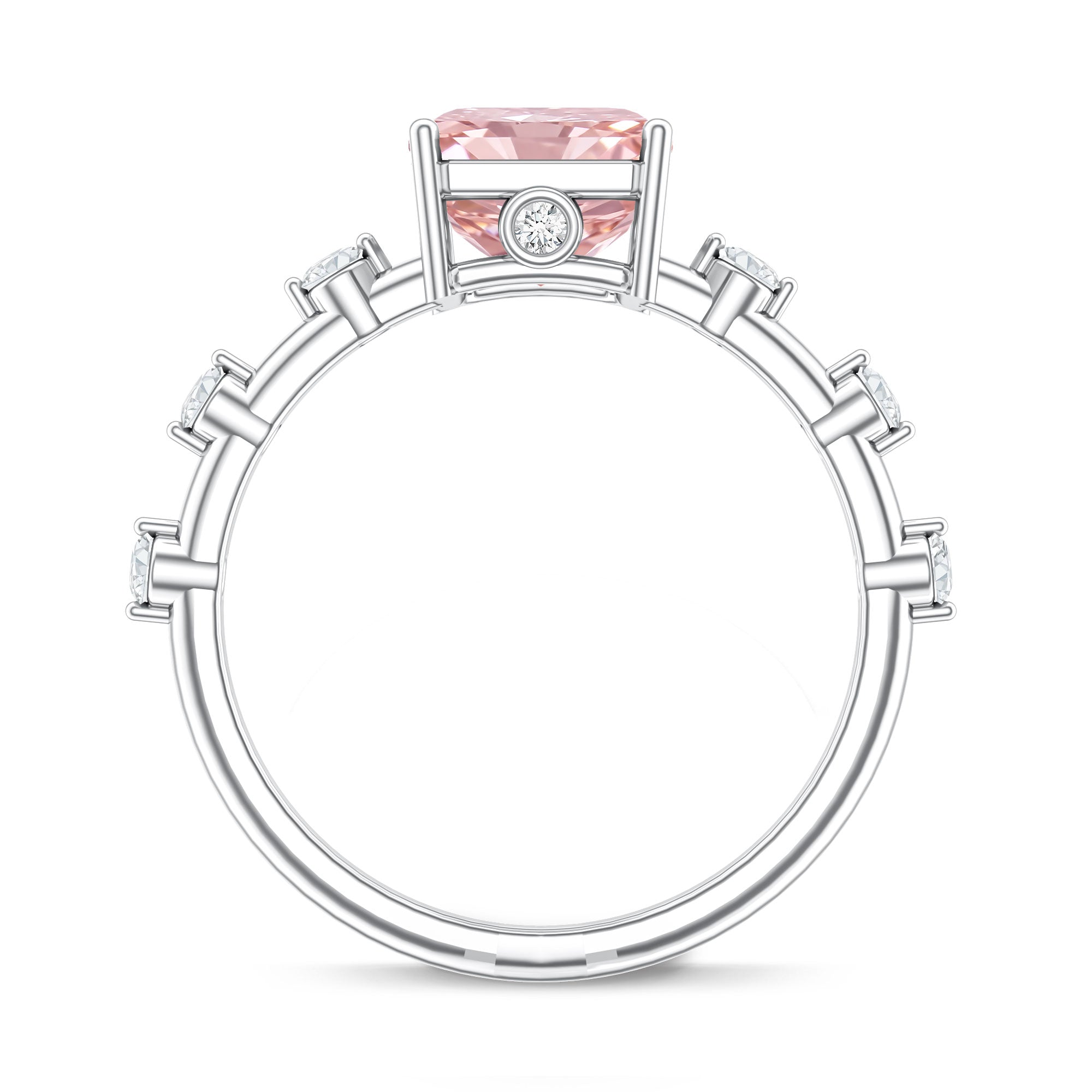 Rosec Jewels-IGI Certified 3 Carat Lab Pink Diamond Radiant Cut Engagement Ring with Spaced Accent