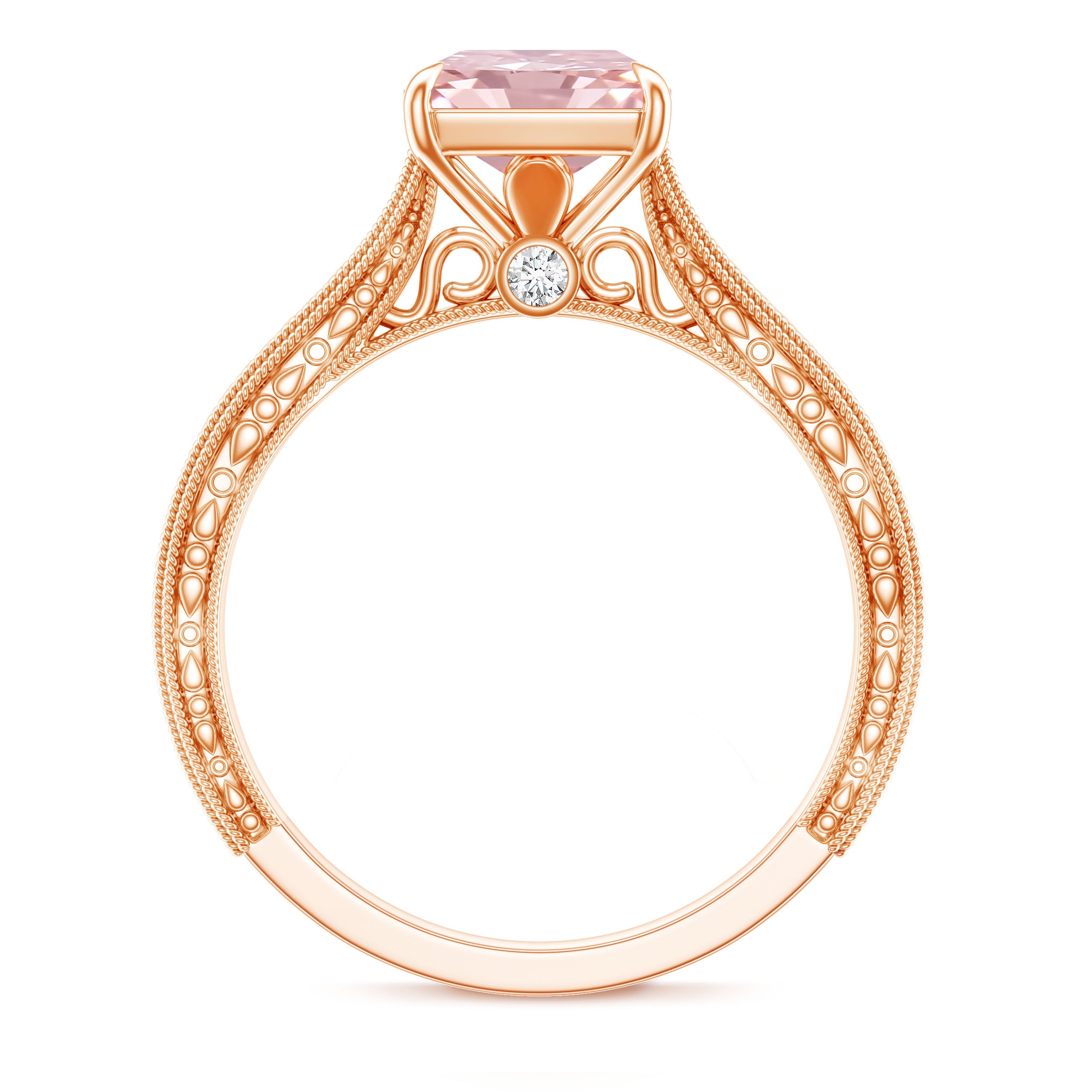 Rosec Jewels-3 Carat Lab Grown Pink Diamond Vintage Engagement Ring with IGI Certificate