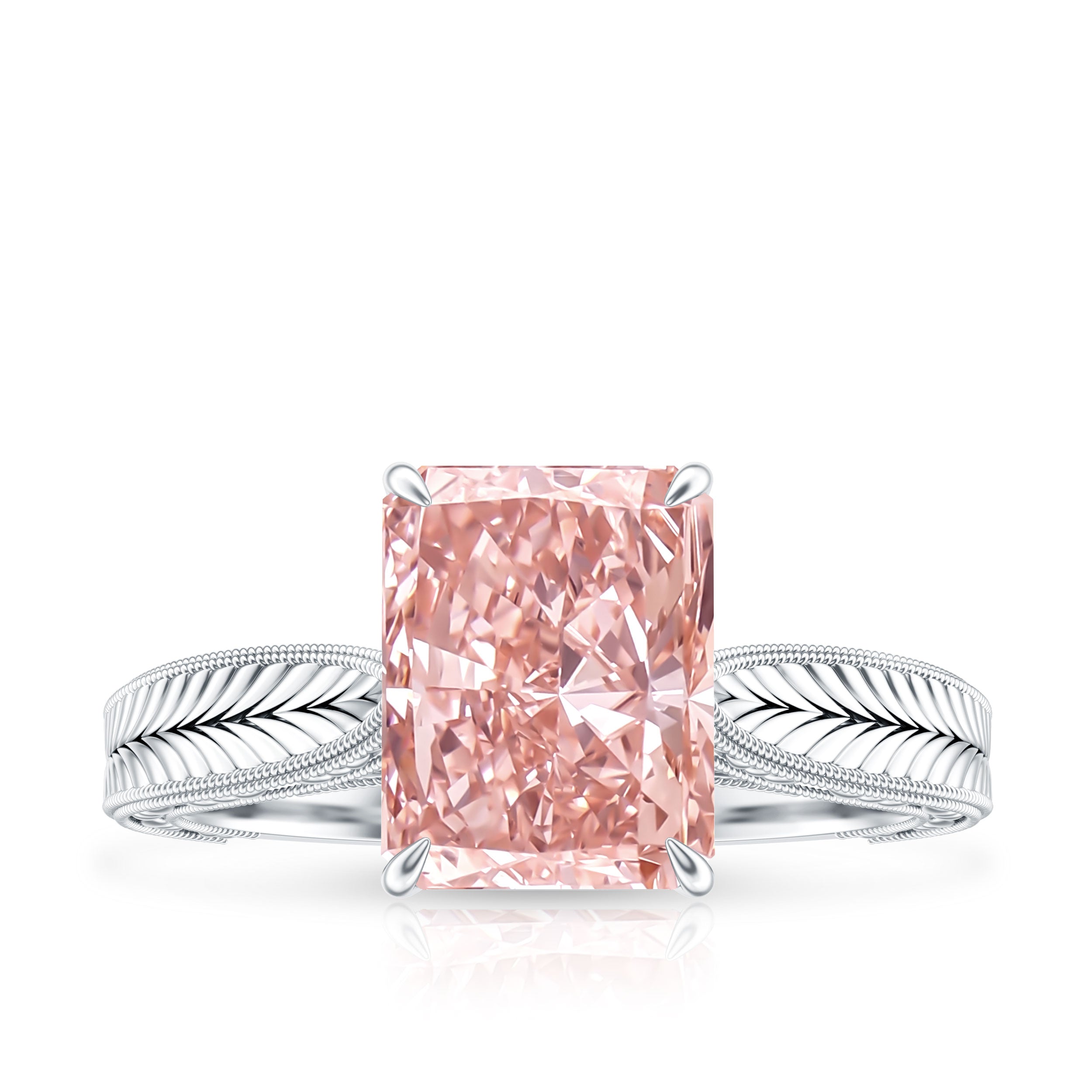 Rosec Jewels-3 Carat Lab Grown Pink Diamond Vintage Engagement Ring with IGI Certificate