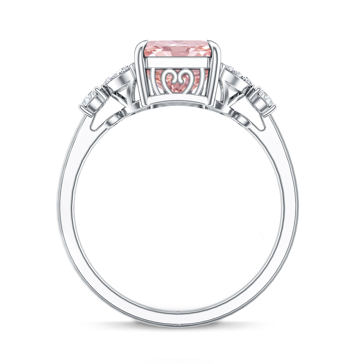 3 Carat Radiant Cut Lab Pink Diamond Engagement Ring IGI Certified Fancy Pink - VS1 - Rosec Jewels