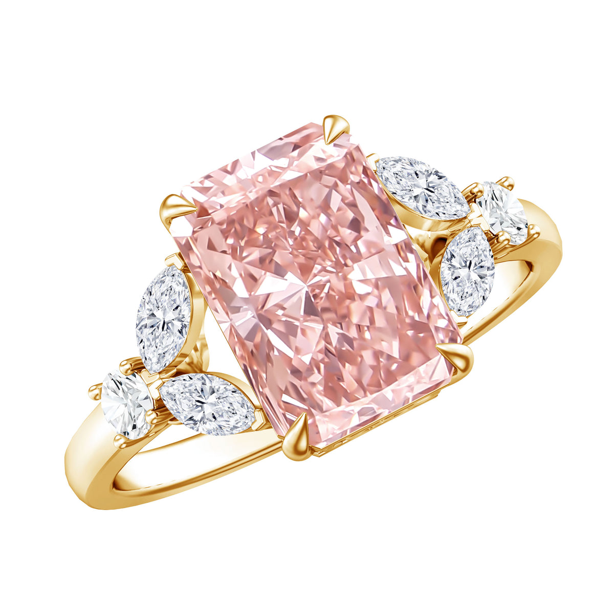 3 Carat Radiant Cut Lab Pink Diamond Engagement Ring IGI Certified Fancy Pink - VS1 - Rosec Jewels