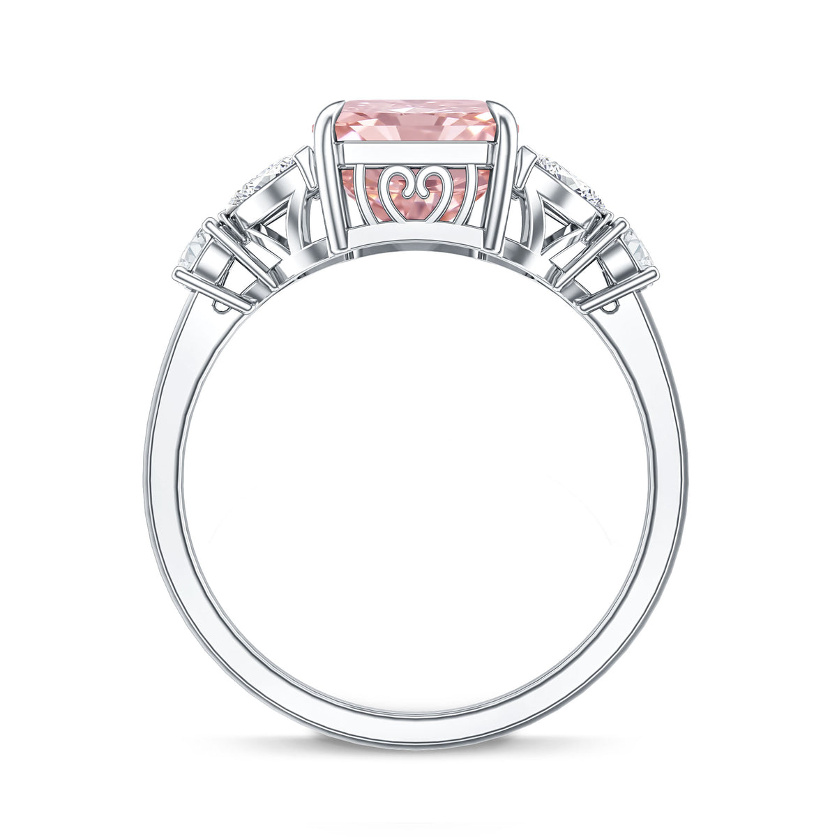 Lab Grown 4 Carat Radiant Cut Pink Diamond Statement Engagement Ring IGI Certified Fancy Pink - VS1 - Rosec Jewels