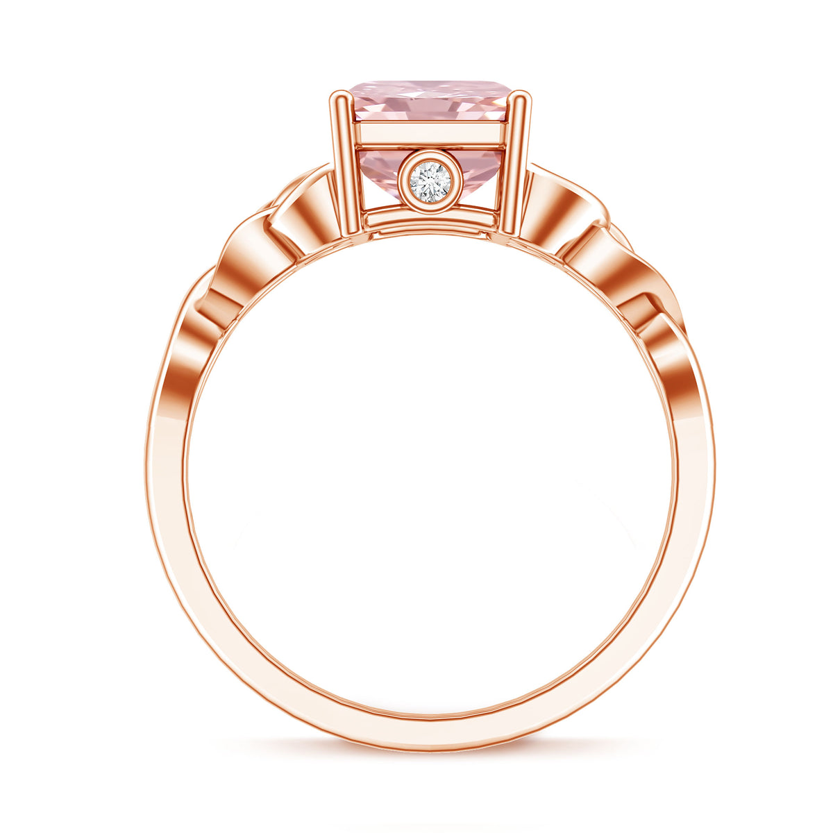 3 Carat Radiant Cut Lab Pink Diamond Celtic Engagement Ring with IGI Certificate Fancy Pink - VS1 - Rosec Jewels