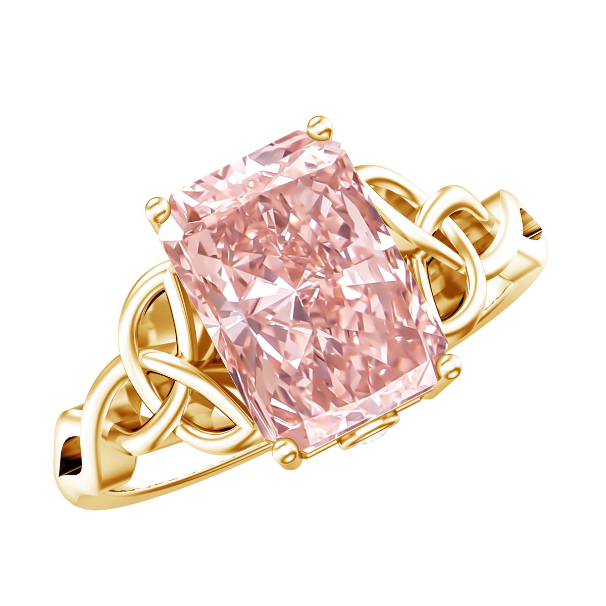 3 Carat Radiant Cut Lab Pink Diamond Celtic Engagement Ring with IGI Certificate Fancy Pink - VS1 - Rosec Jewels