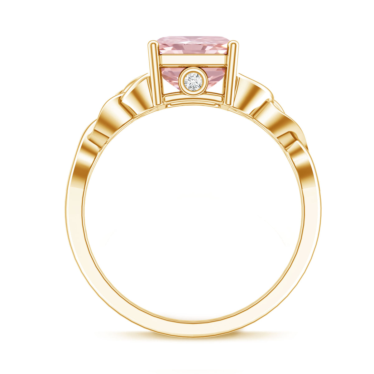 3 Carat Radiant Cut Lab Pink Diamond Celtic Engagement Ring with IGI Certificate Fancy Pink - VS1 - Rosec Jewels