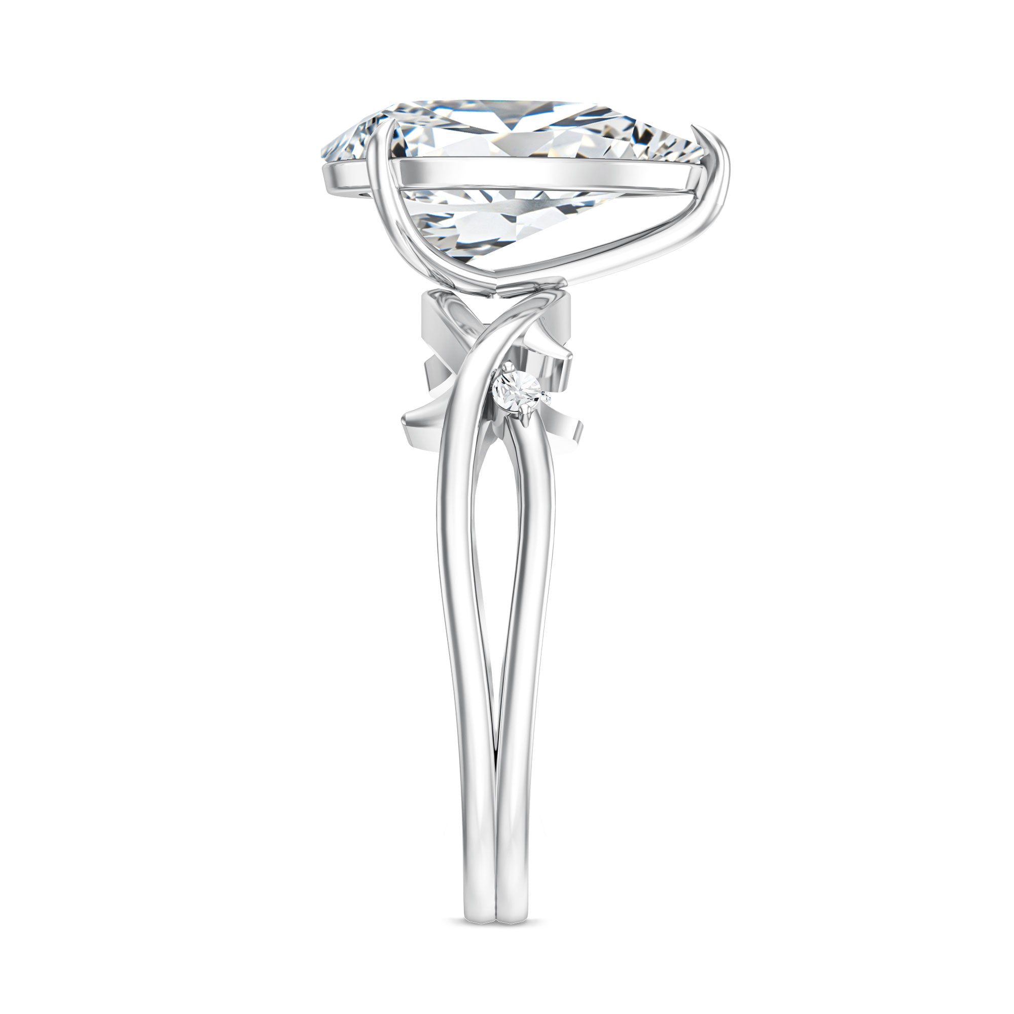 Solitaire 3 Carat Lab Diamond Pear Engagement Ring with IGI Certificate Lab - ( E-VS1 ) - Rosec Jewels