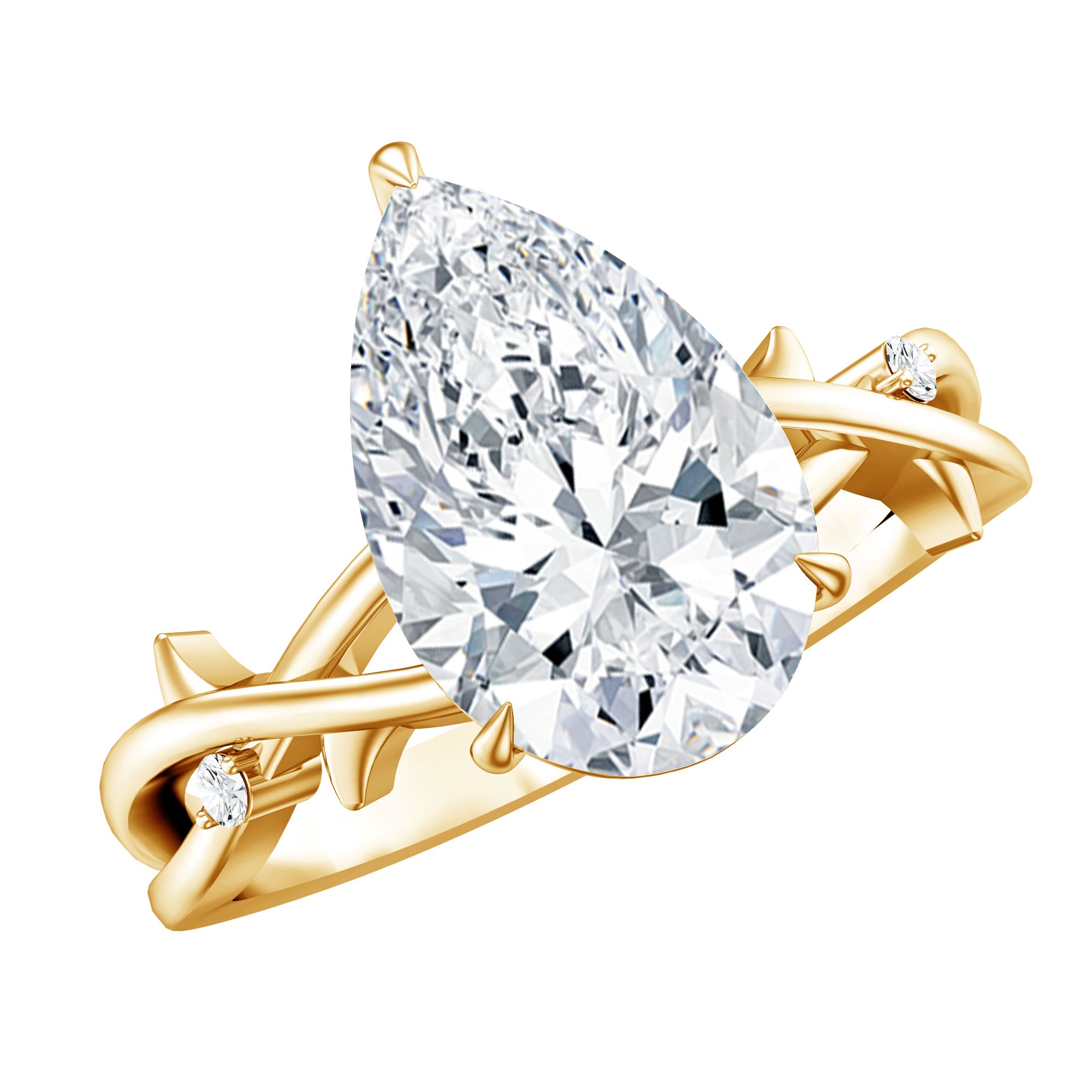 Solitaire 3 Carat Lab Diamond Pear Engagement Ring with IGI Certificate Lab - ( E-VS1 ) - Rosec Jewels