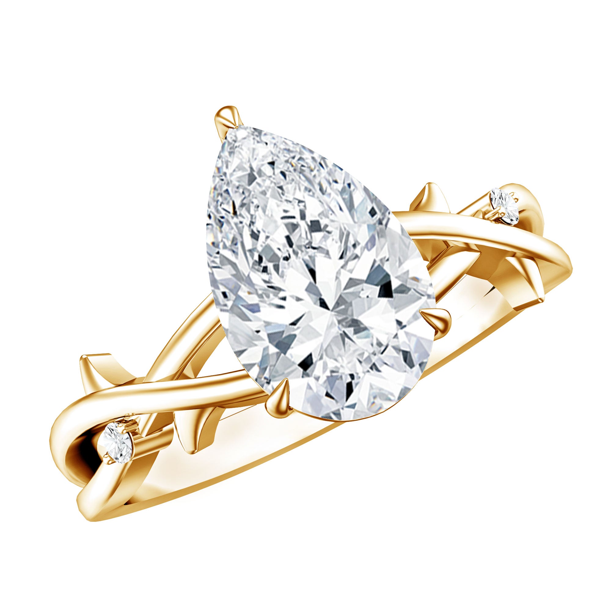 2 Carat Lab Grown Pear Cut Diamond Nature Engagement Ring with IGI Certificate Lab - ( E-VS1 ) - Rosec Jewels
