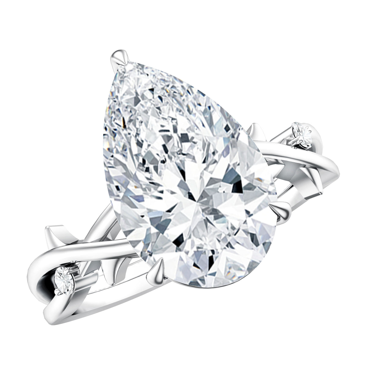 Pear Shaped 4 Carat Lab Grown Diamond Designer Engagement Ring with IGI Certificate Lab - ( E-VS1 ) - Rosec Jewels