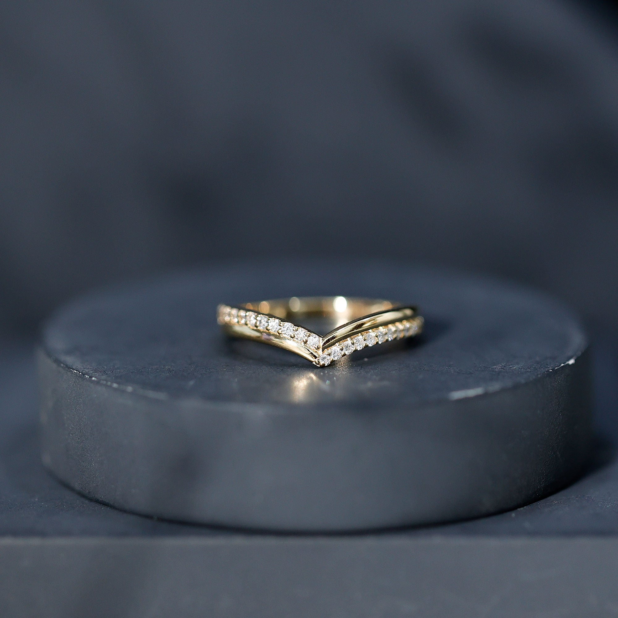 Pave Set Round Cut Natural Diamond Chevron Ring Natural - ( HI-SI ) - Rosec Jewels
